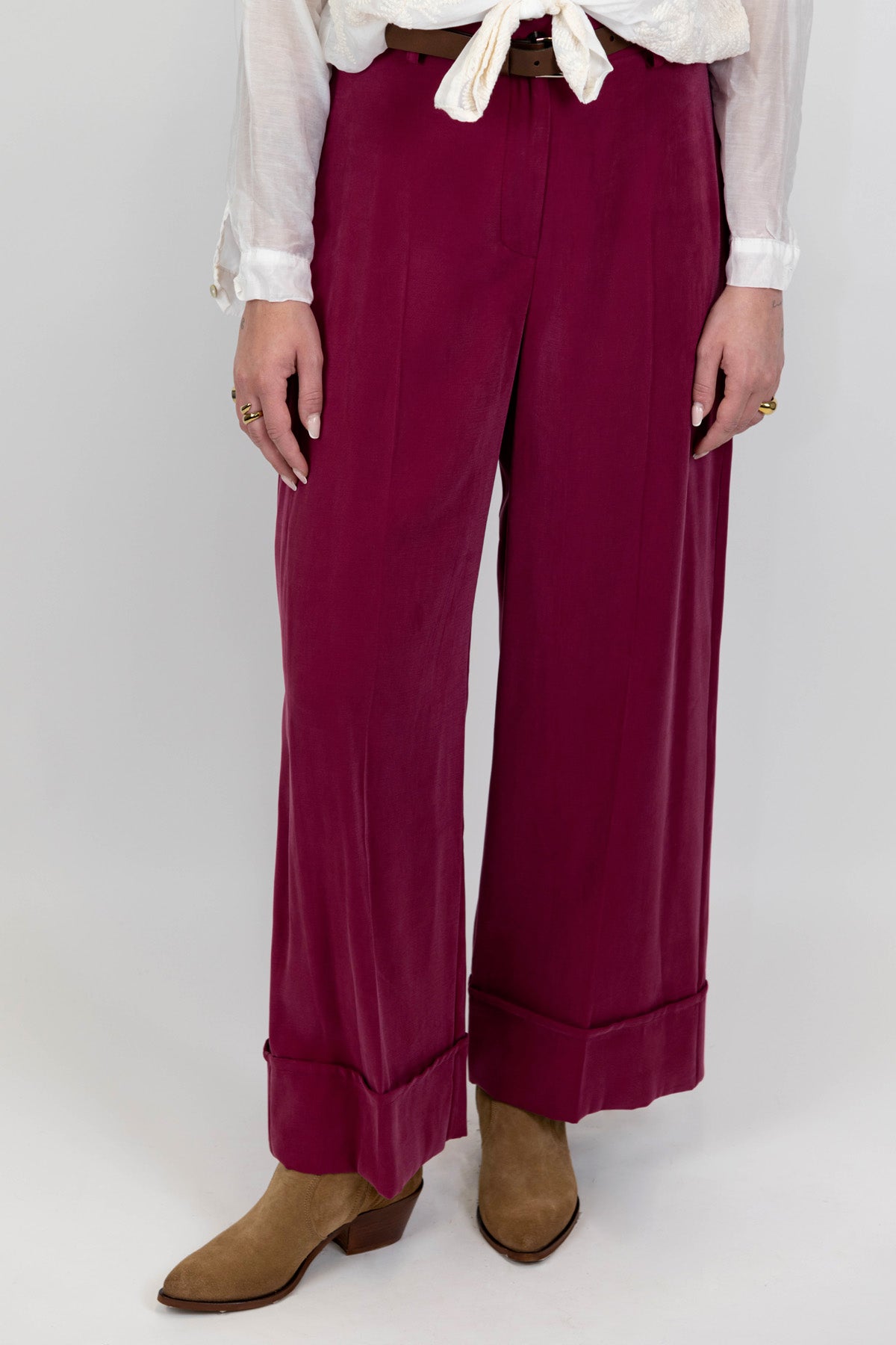 Motel - Pantalone palazzo con maxi risvolto sul fondo