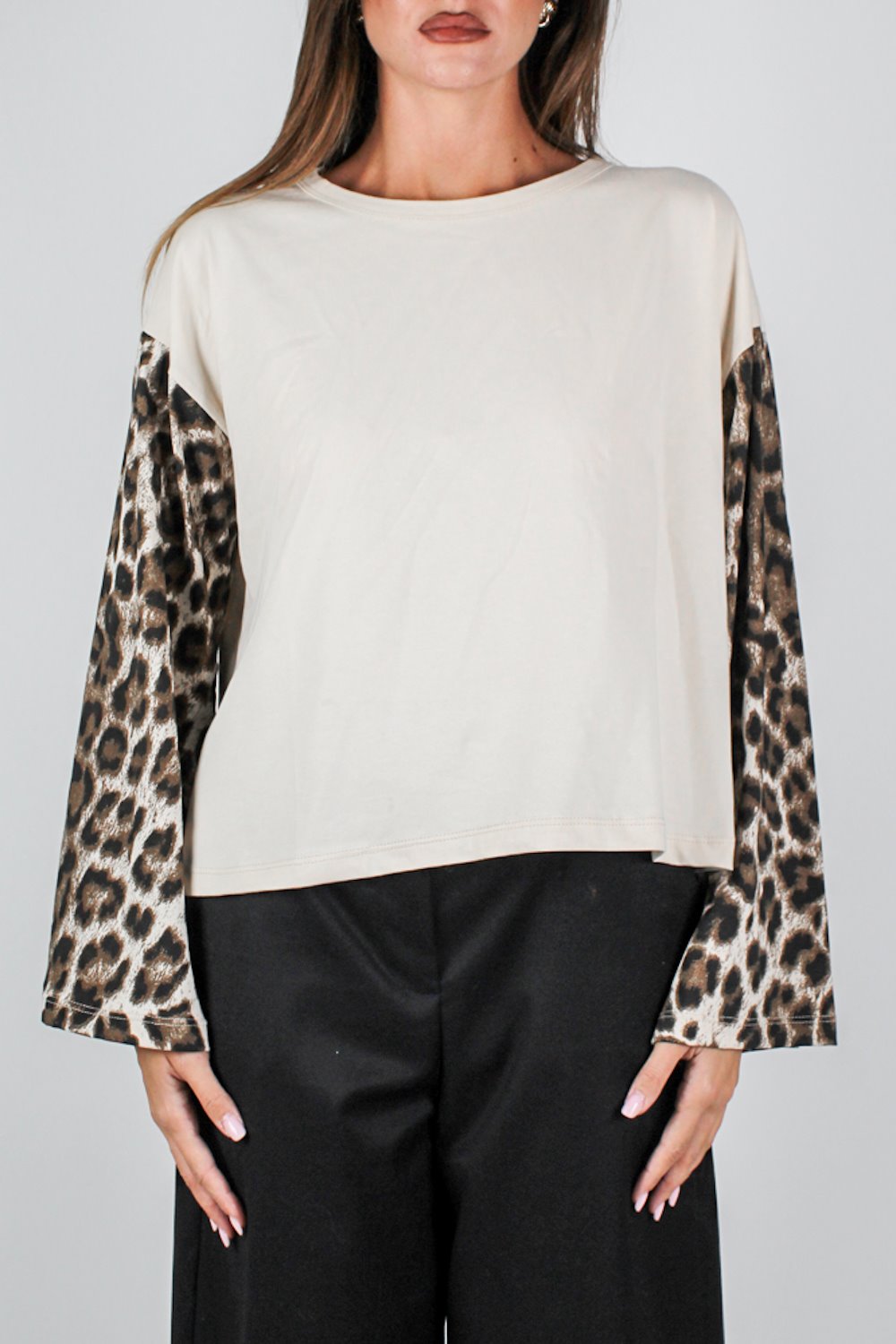 Haveone - Shirt over con manica a campana fantasia animalier