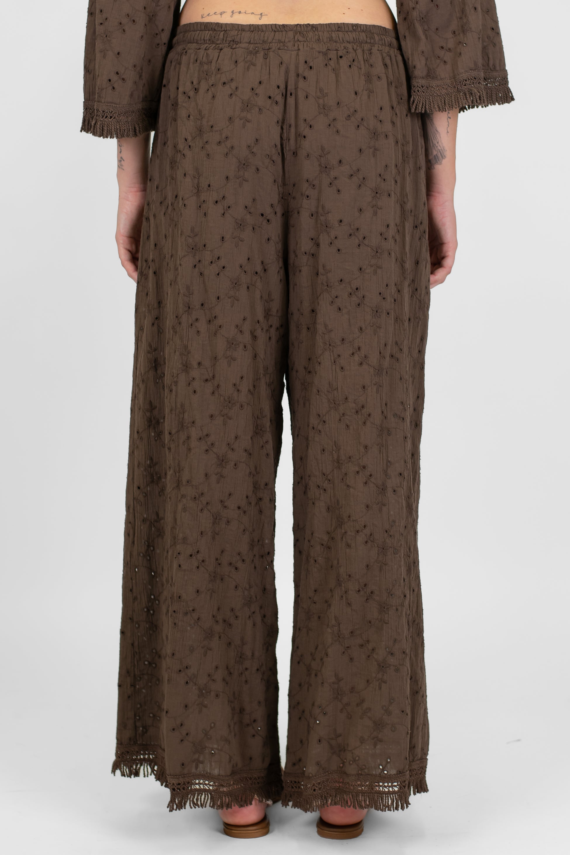 Haveone - Coordinato pantalone più top in pizzo san gallo