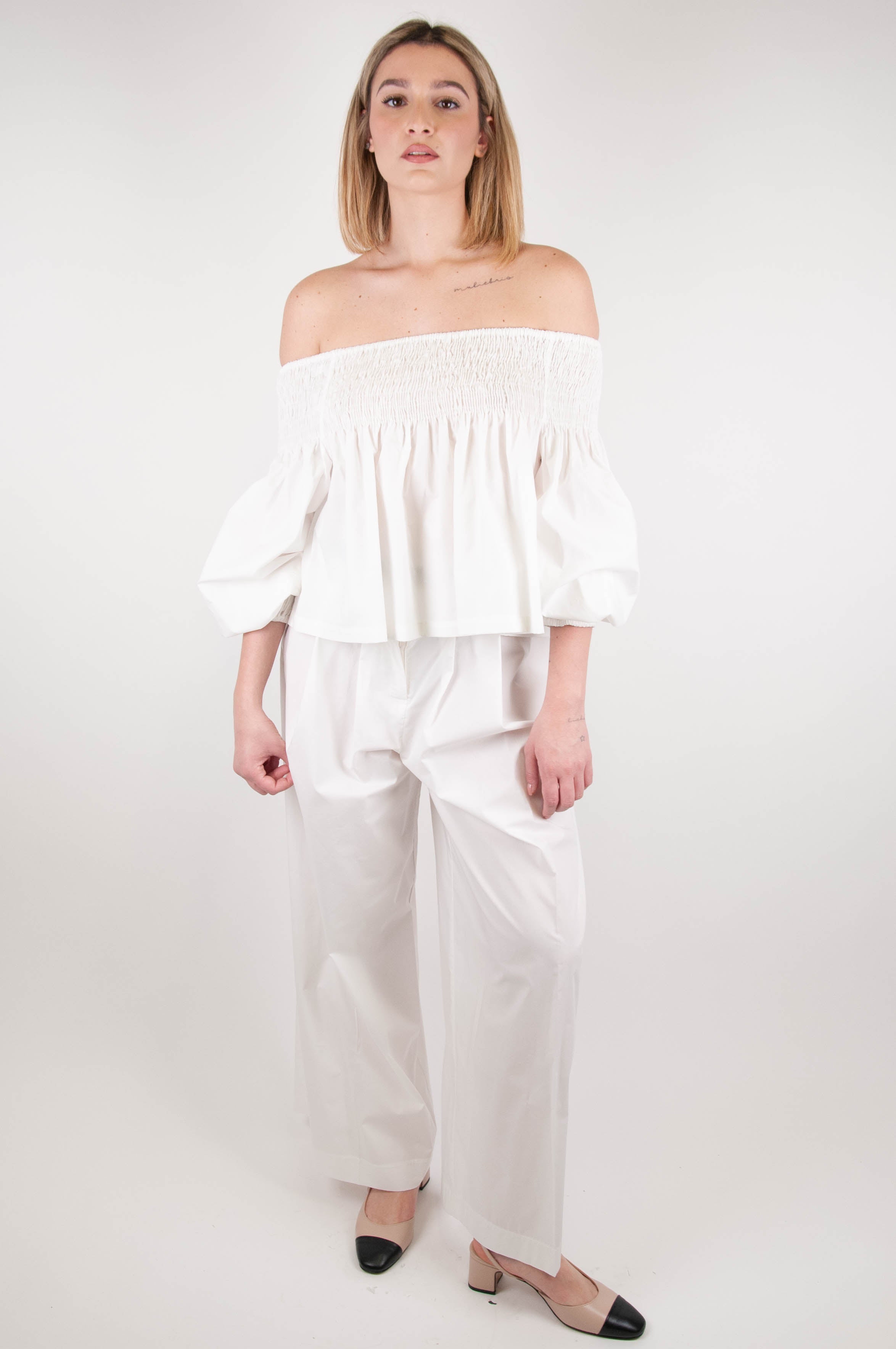 Dixie - Palazzo trousers with pleats in light cotton