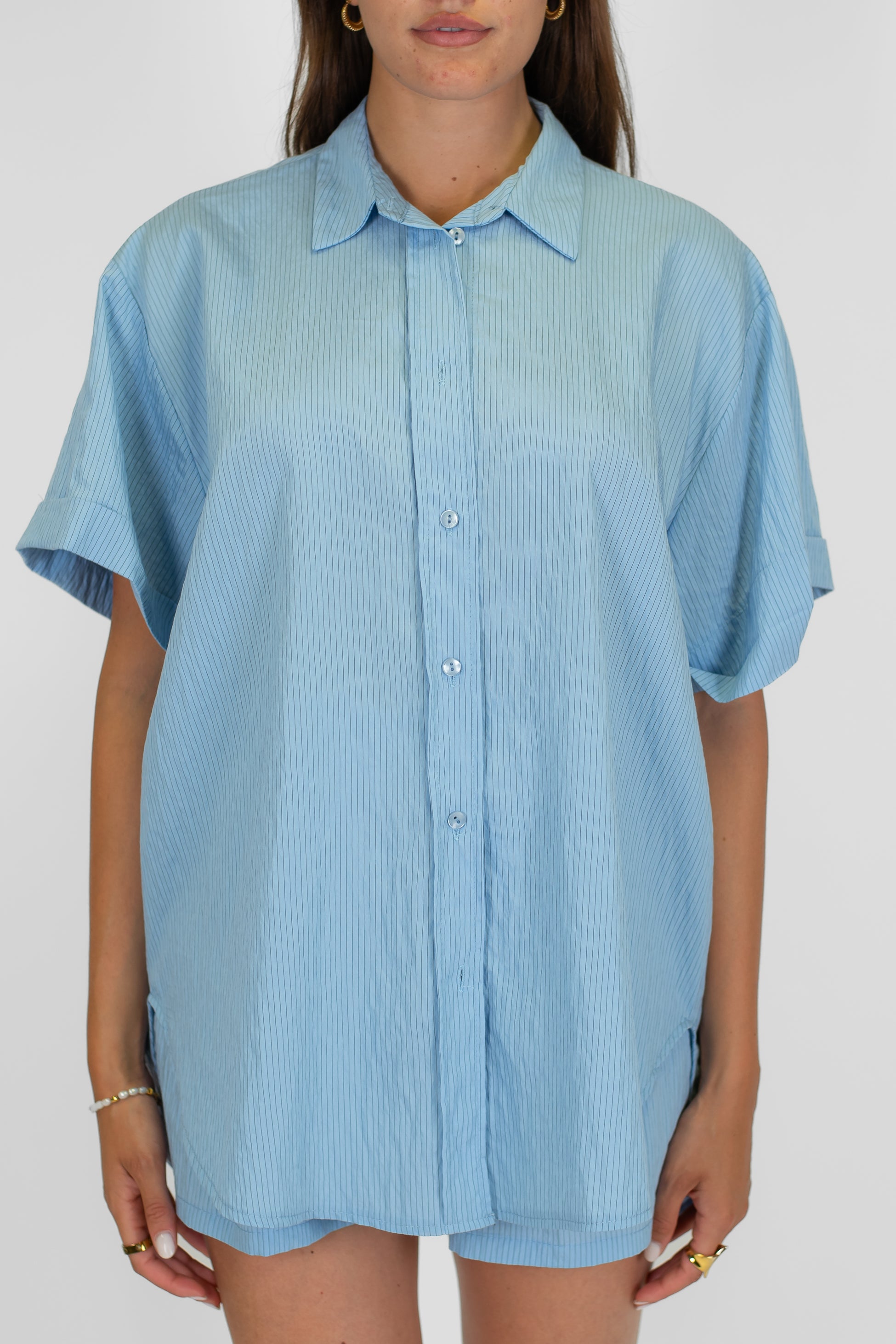 Motel - Camicia mezzamanica over a righe