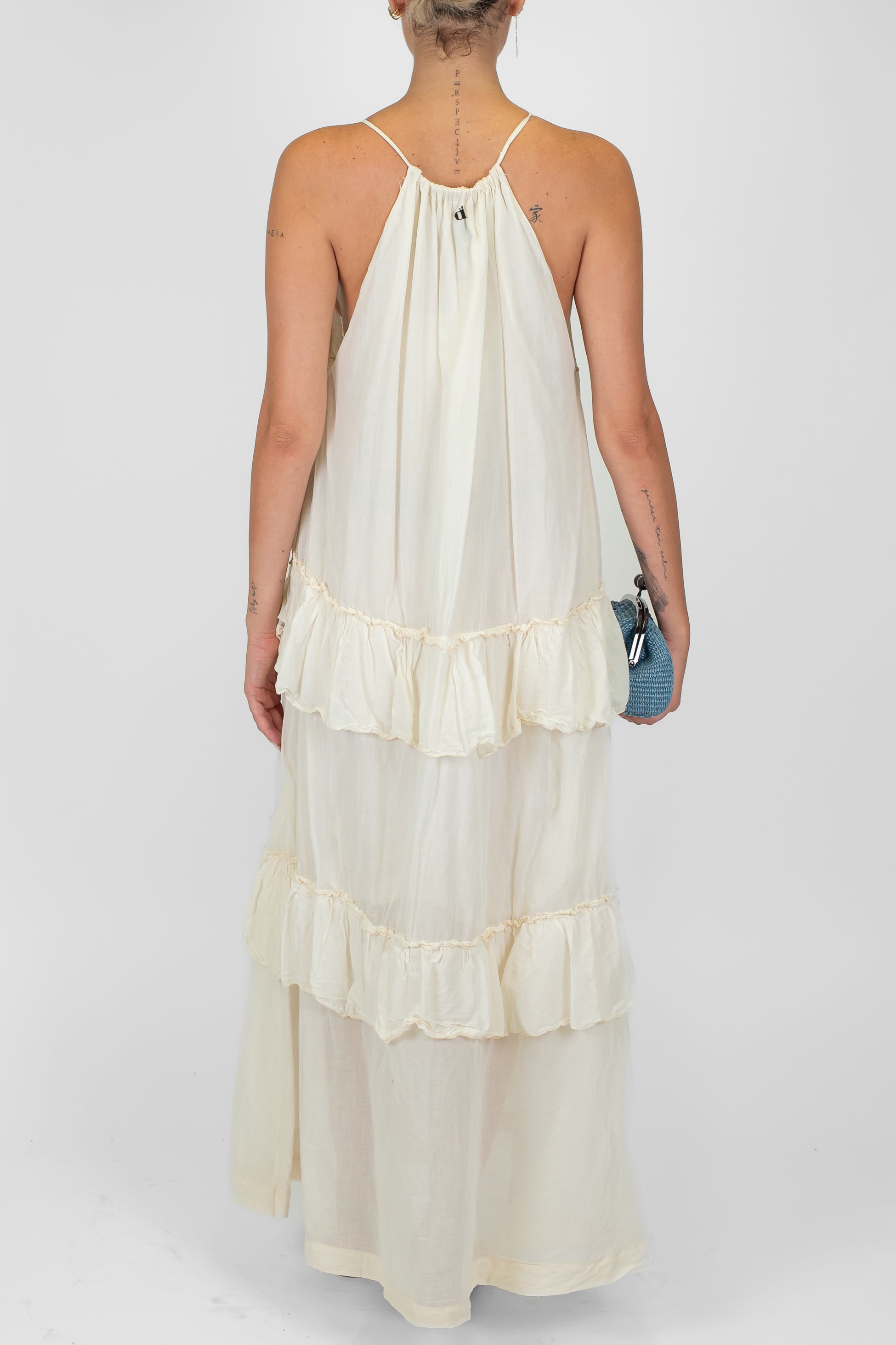 Dixie - Abito lungo in mussola di cotone scollo alla americana