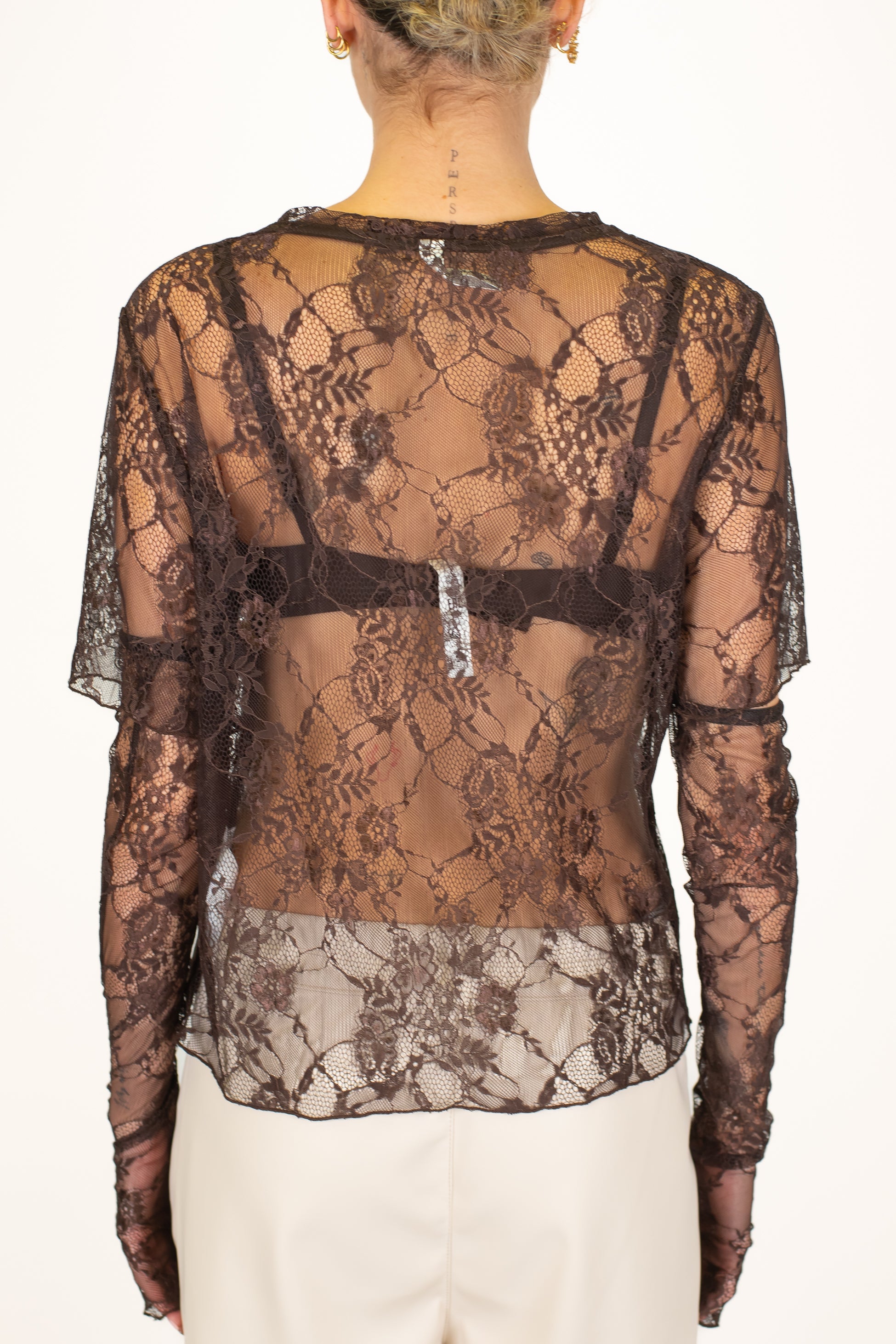 Tensione in - T-shirt in pizzo con manicotti