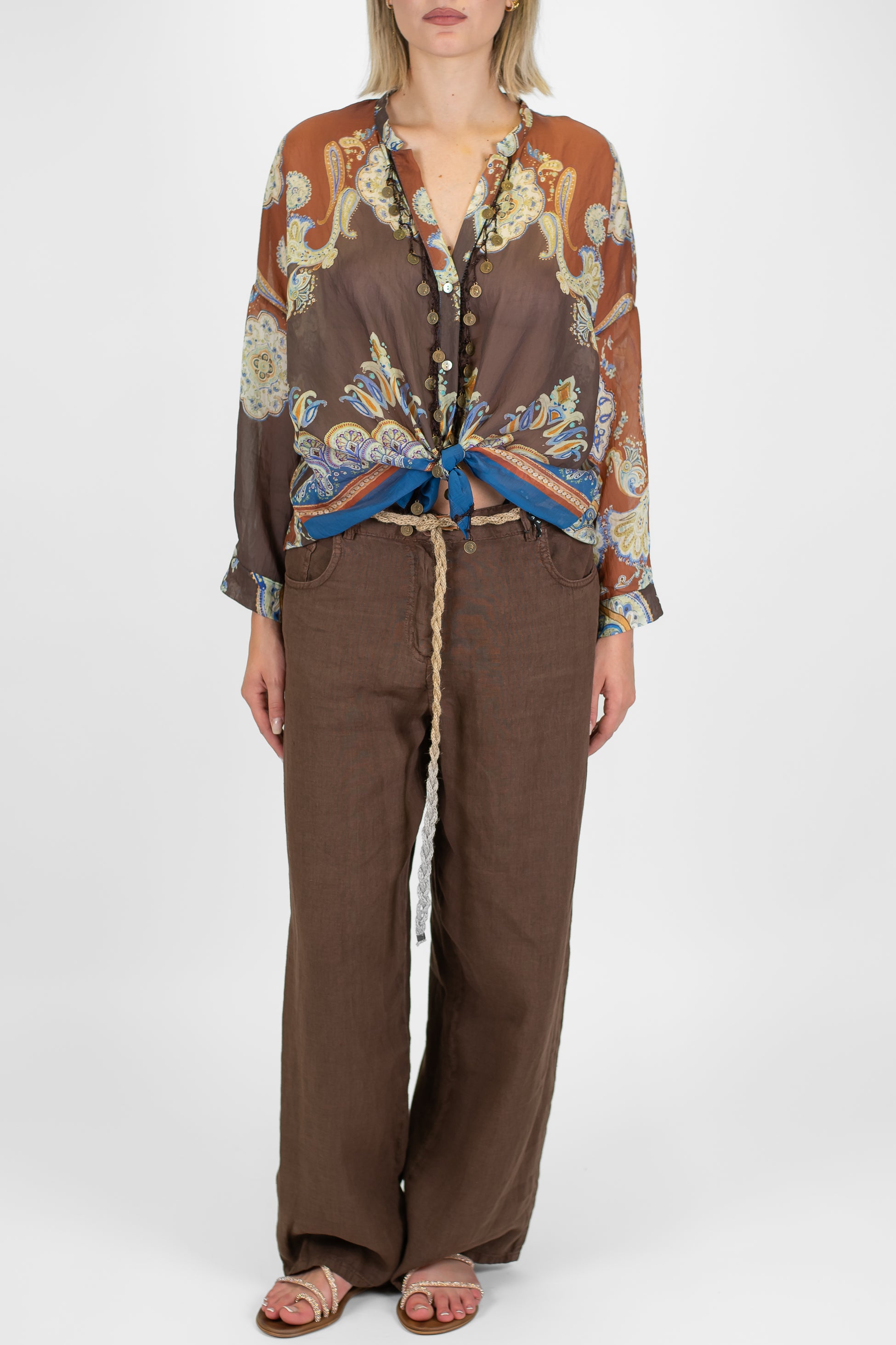 Haveone - Pantalone regular in puro lino