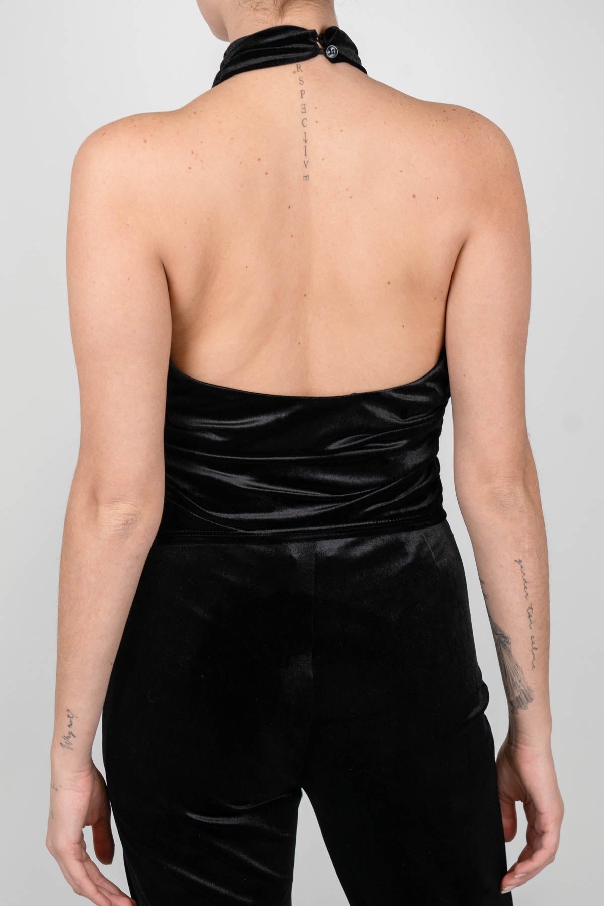 Haveone - Top ad in crocio in velluto con allaccio al collo