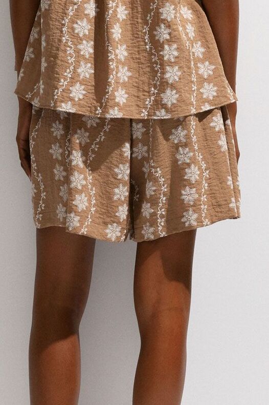 Please - Shorts stampa floreale con elastico in vita