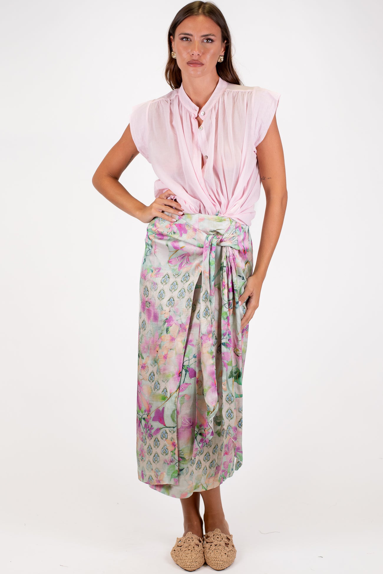 Maryley - Gonna pareo in viscosa fantasia fiori