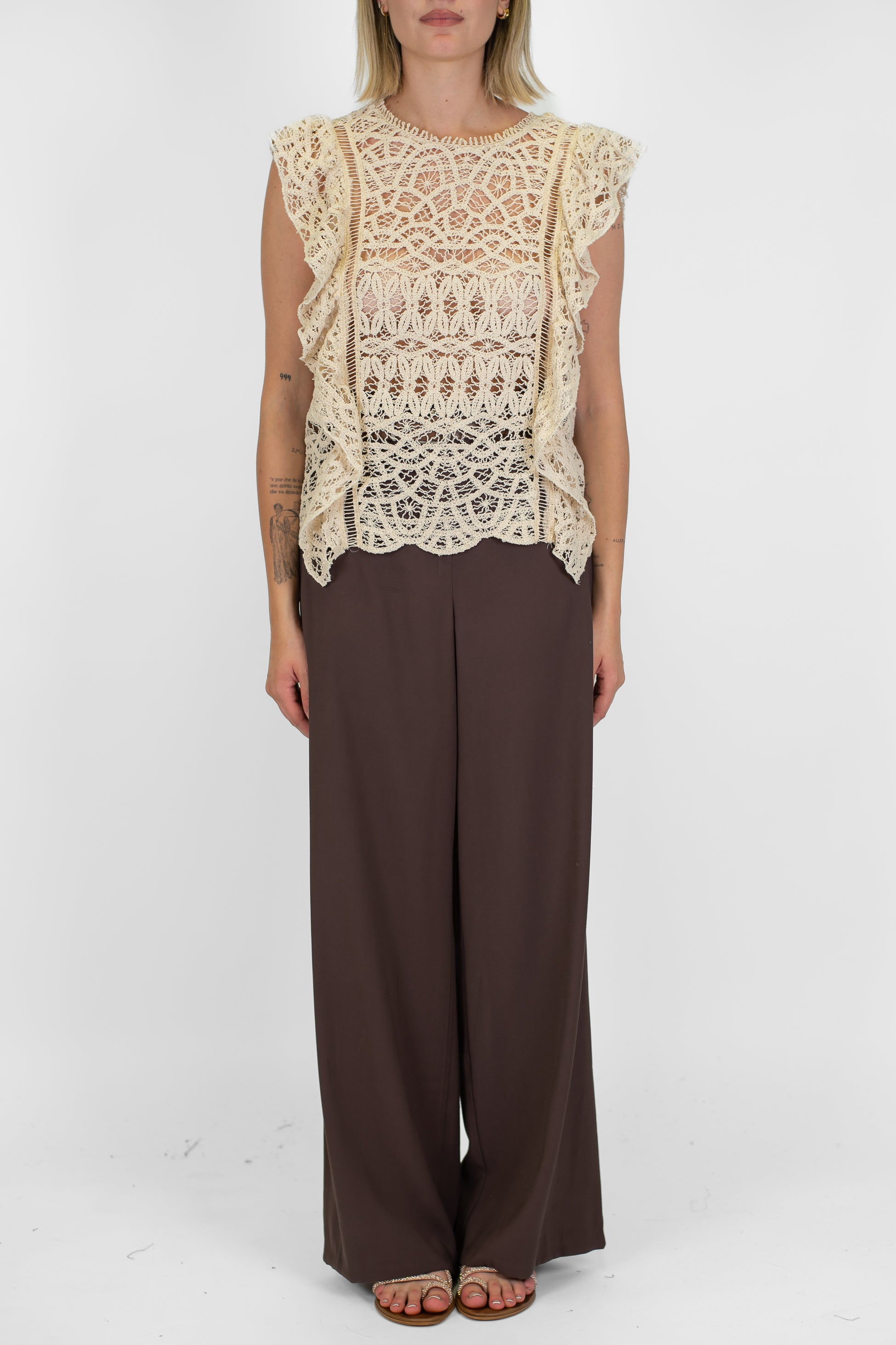 Motel - Pantalone palazzo in viscosa leggera con elastico sul retro