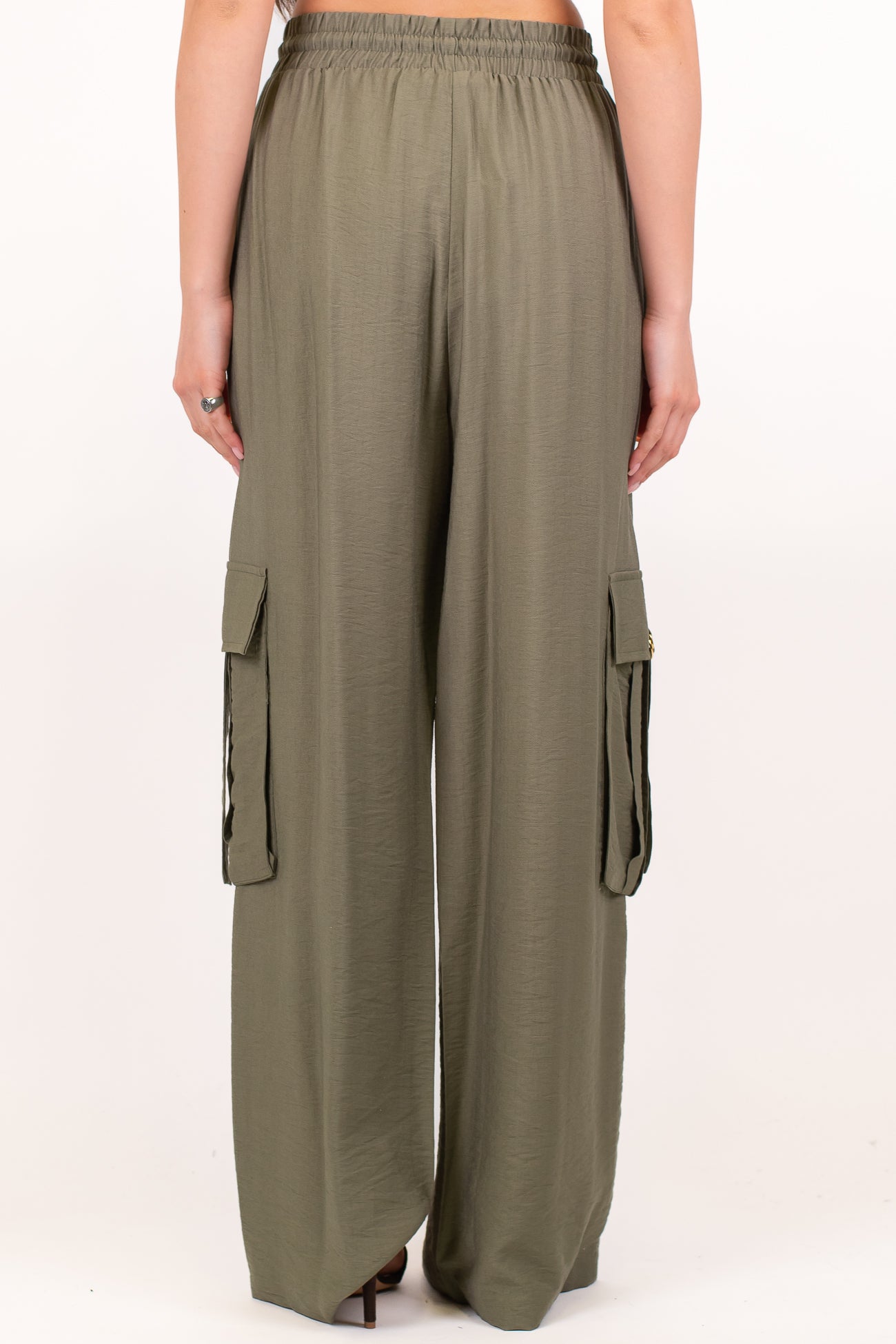 Dixie - Coodinato in viscosa leggera con gilet e pantalone cargo palazzo con coulisse