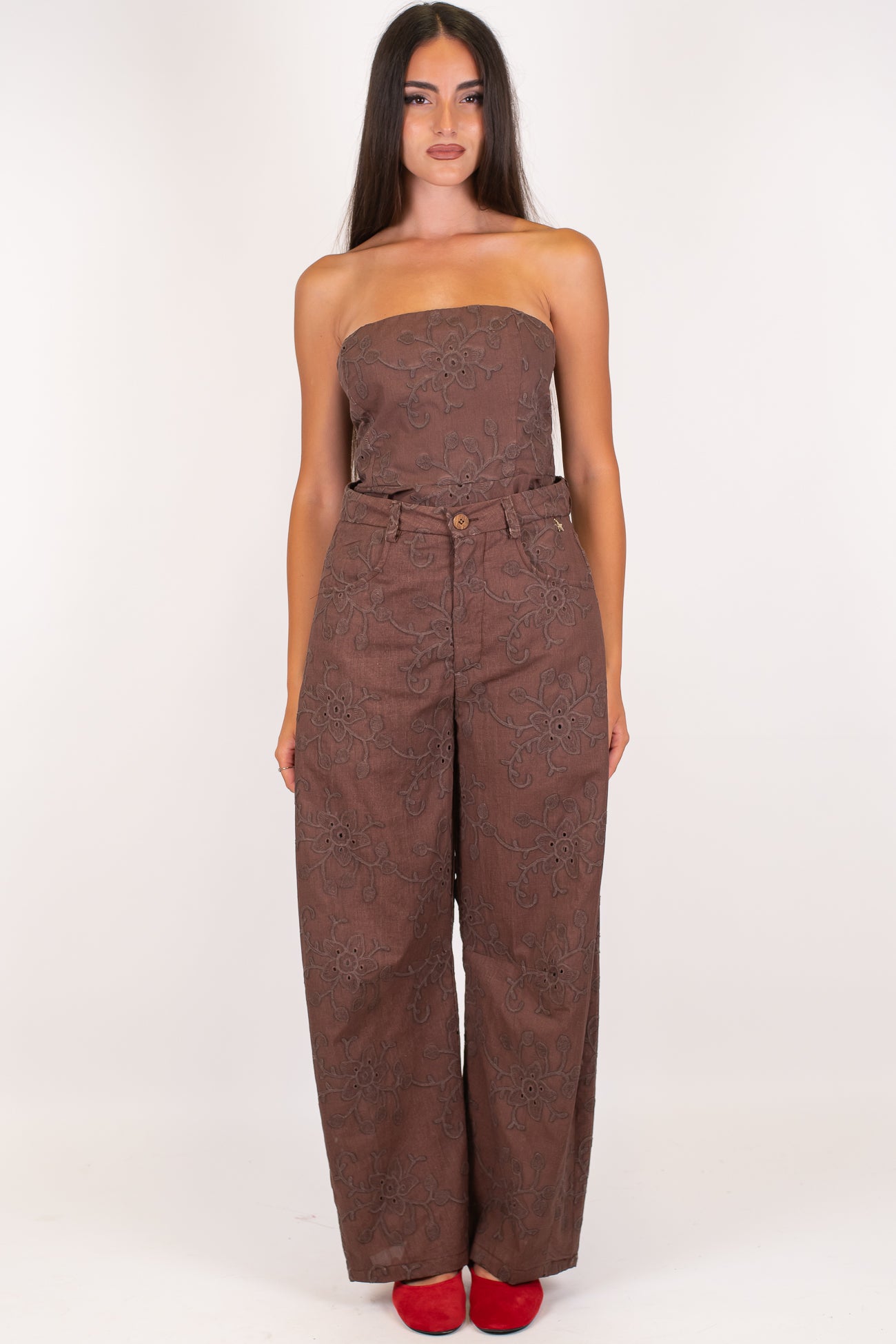 Souvenir - Pantalone balloon in cotone con ricami