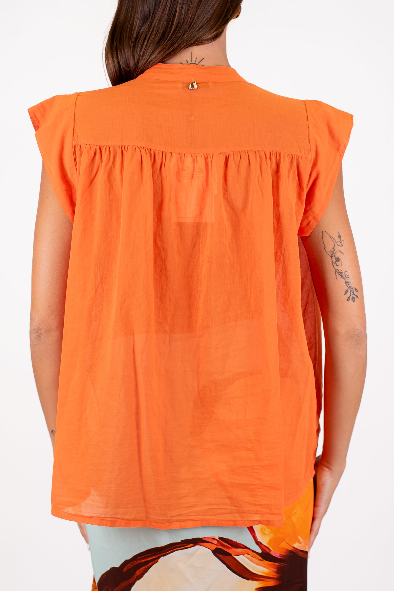 Dixie - Camicia giromaniche in mussola di cotone con alette