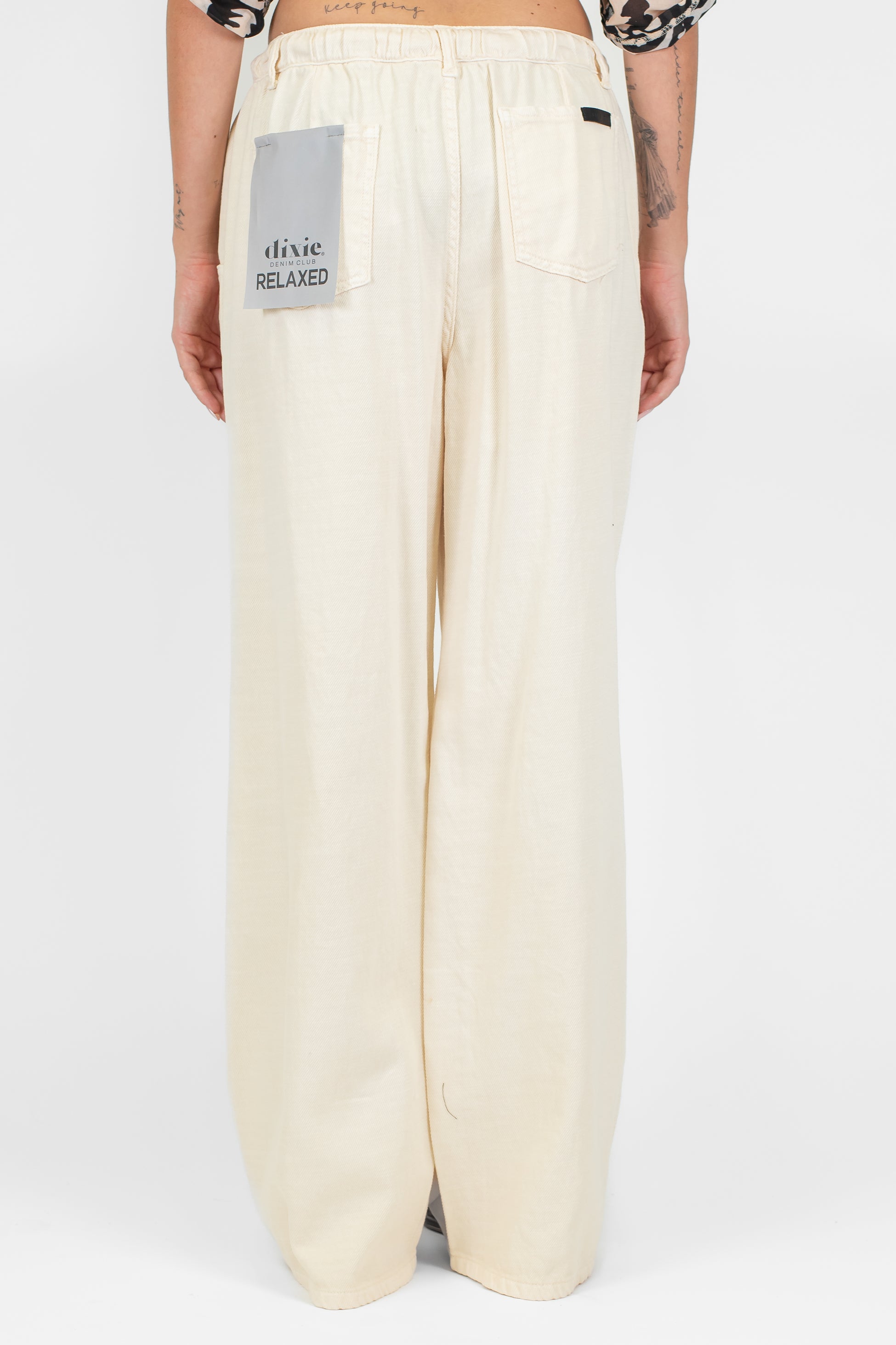 Dixie - Pantalone palazzo in denim colorato con coulisse