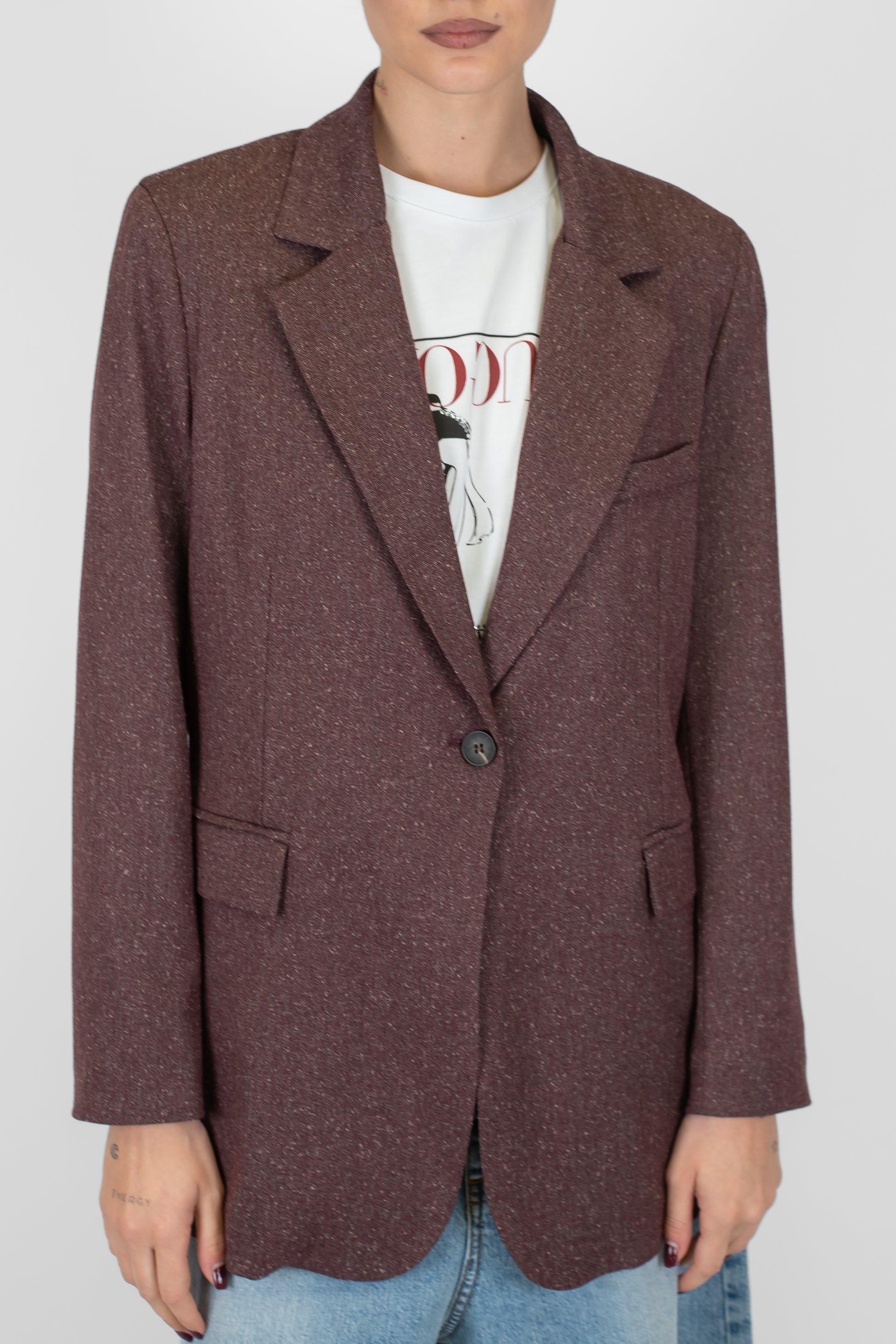 Motel - Giacca monopetto fantasia sale e pepe