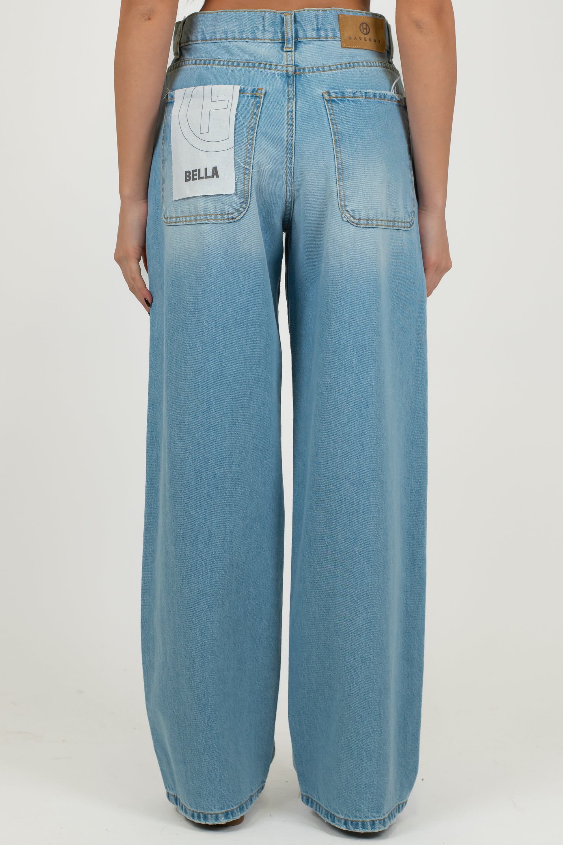 Haveone - Jeans palazzo lavaggio chiaro modello Bella