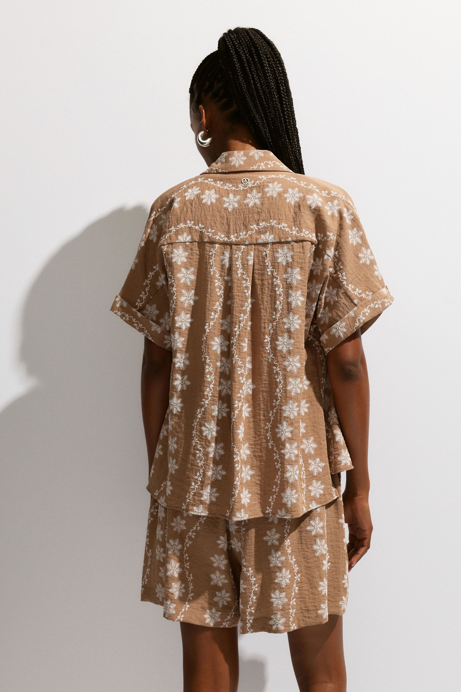 Please - Camicia mezzamanica stampa floreale