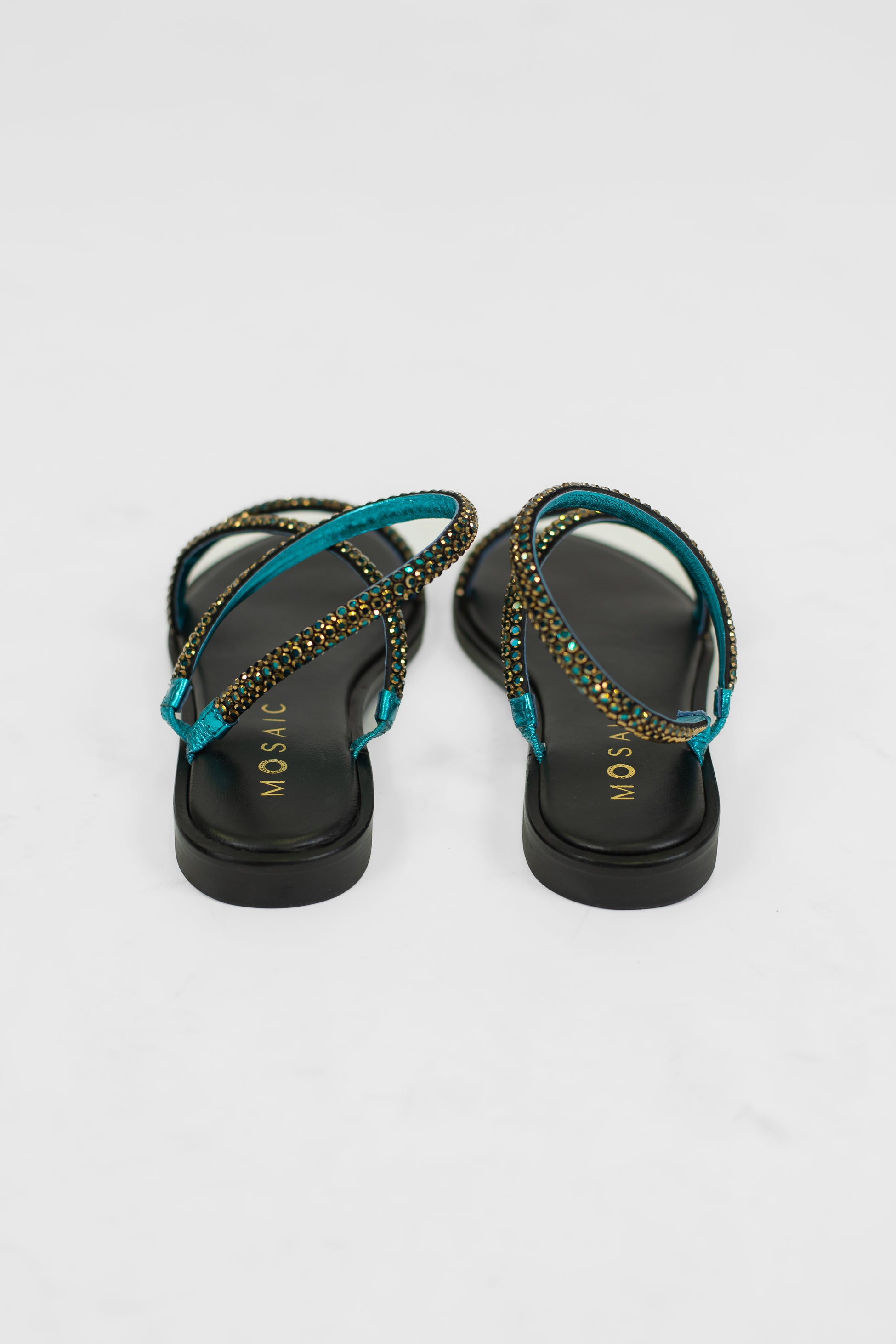 Mosaic - Sandalo strass con sottopiede in pelle