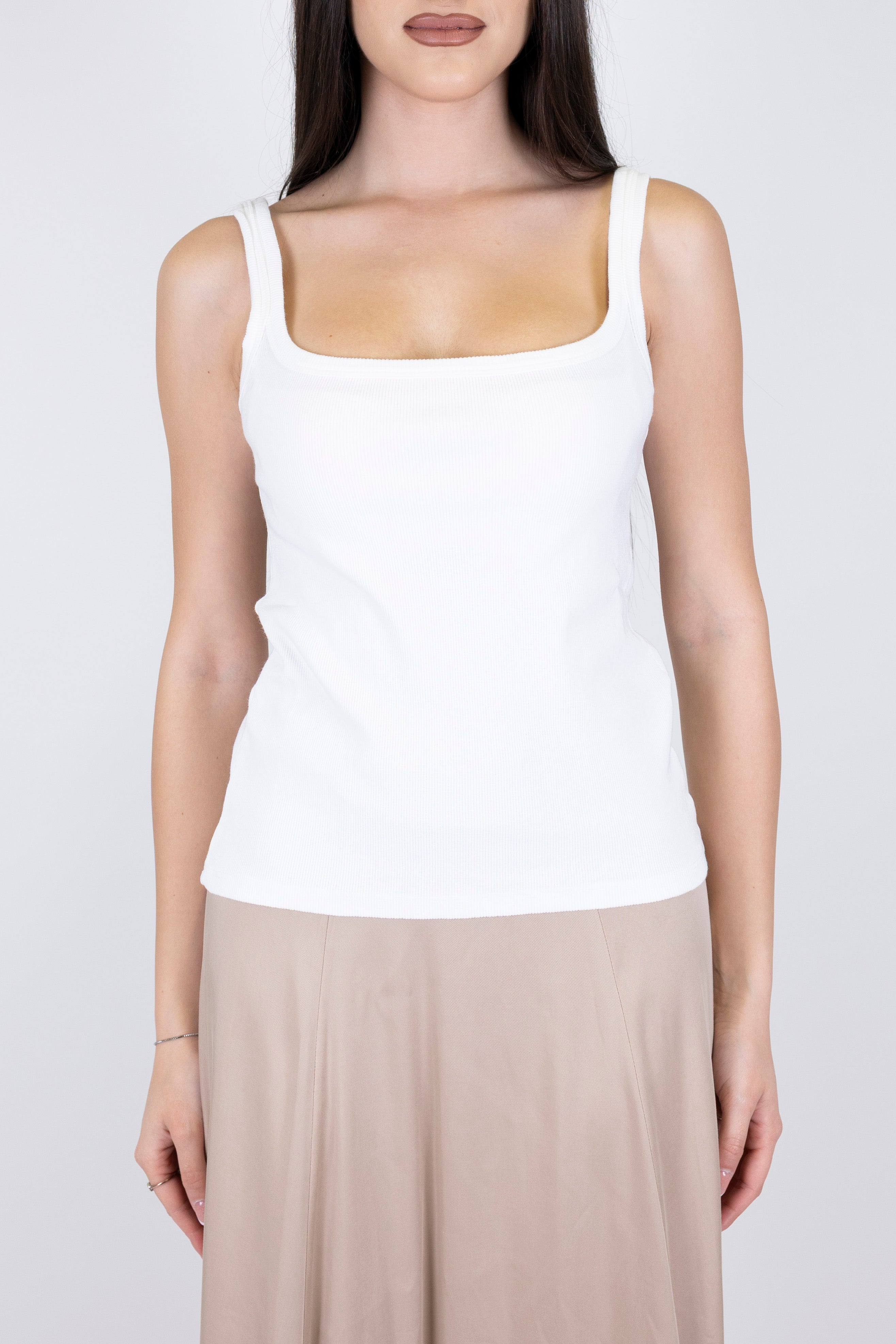 Haveone - Canotta basic a costine con scollo quadro