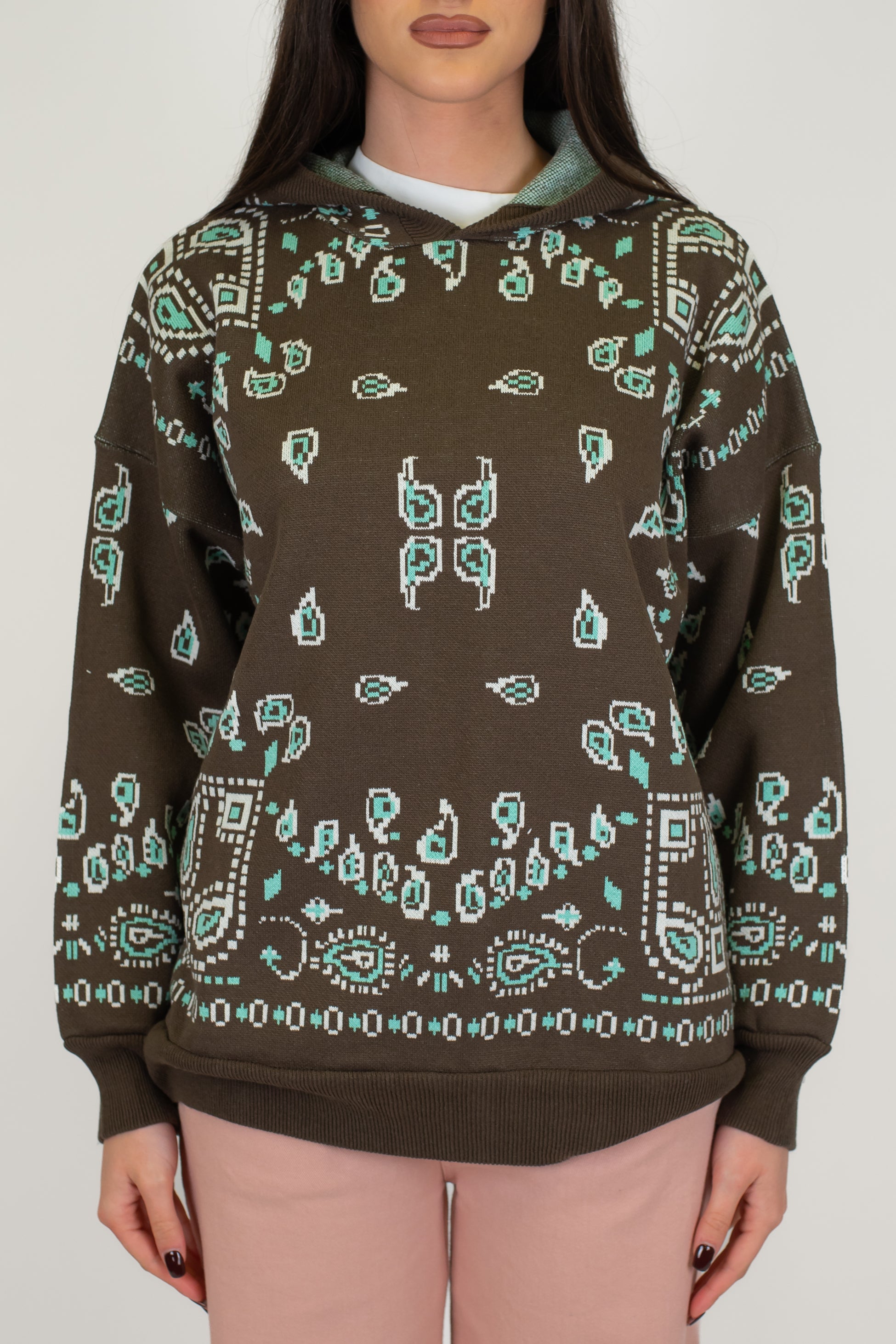 Motel - Maglia in cotone fantasia bandana con cappuccio