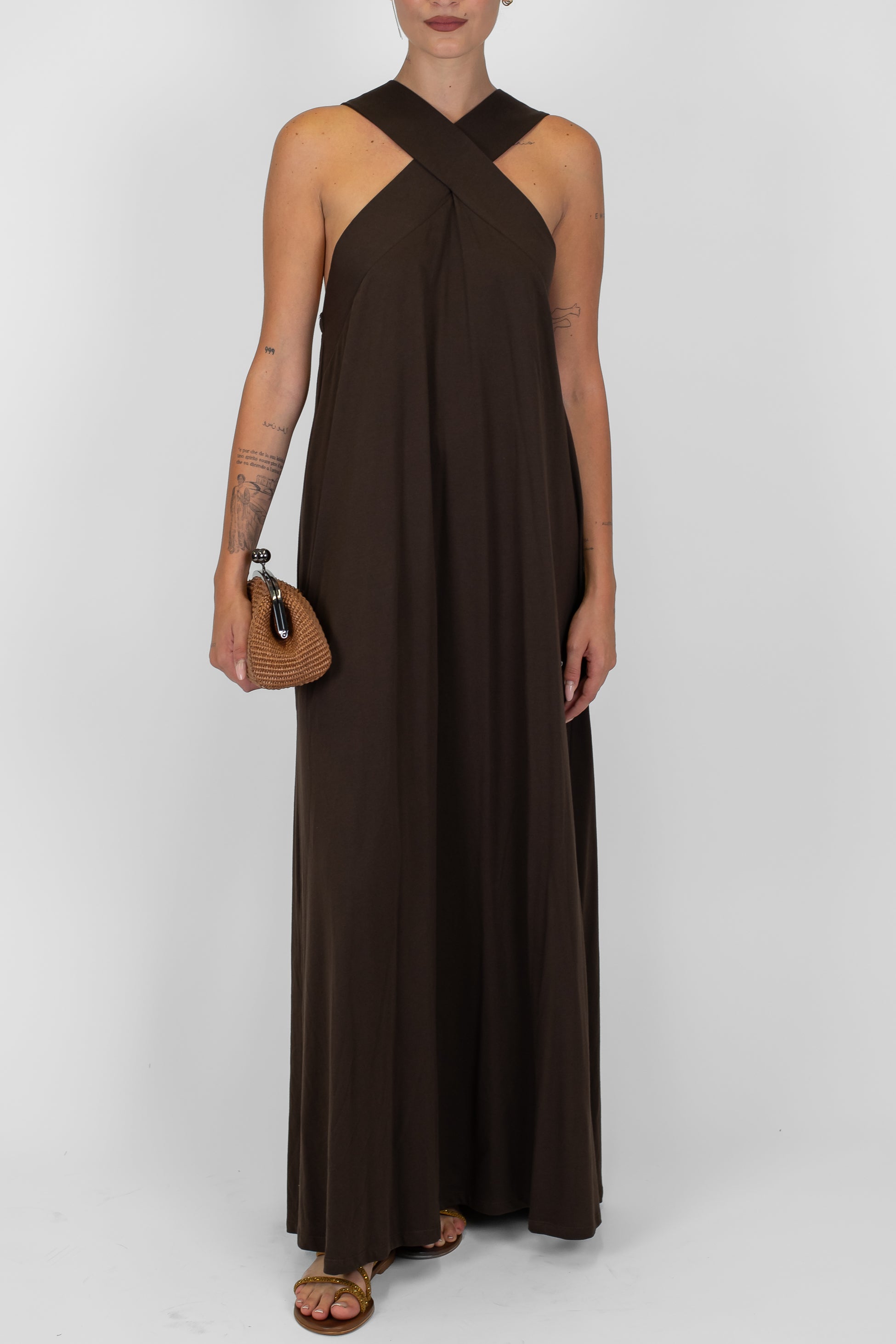 Tensione in - Abito in cotone scollo incrociato