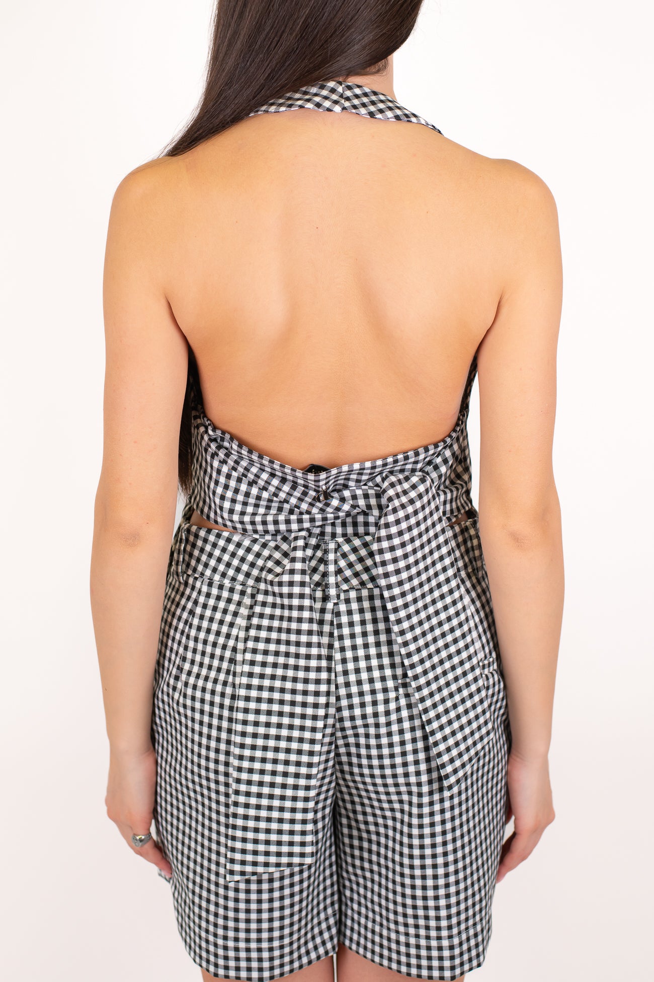 Dixie - Top scollato dietro fantasia vichy