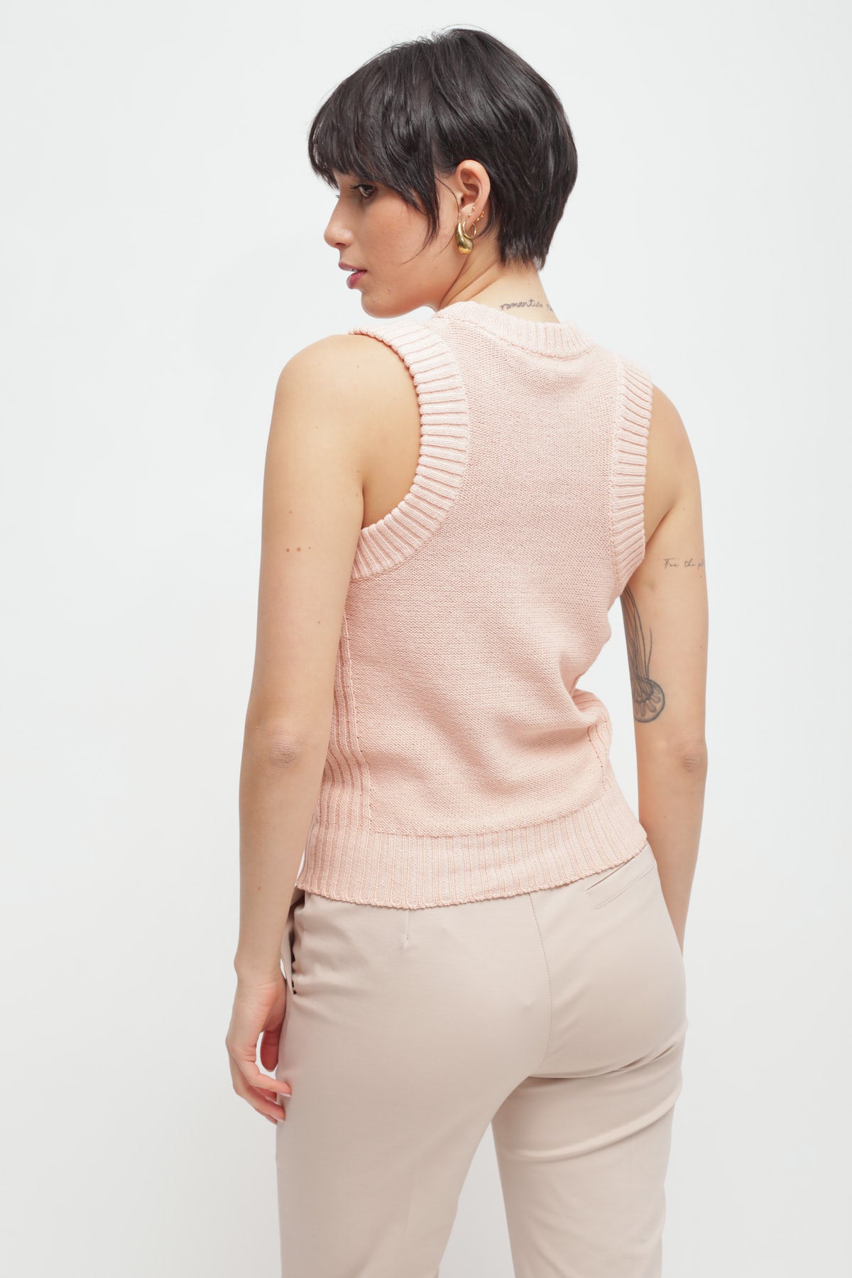 Maryley - Maglia giromaniche a costine in cotone