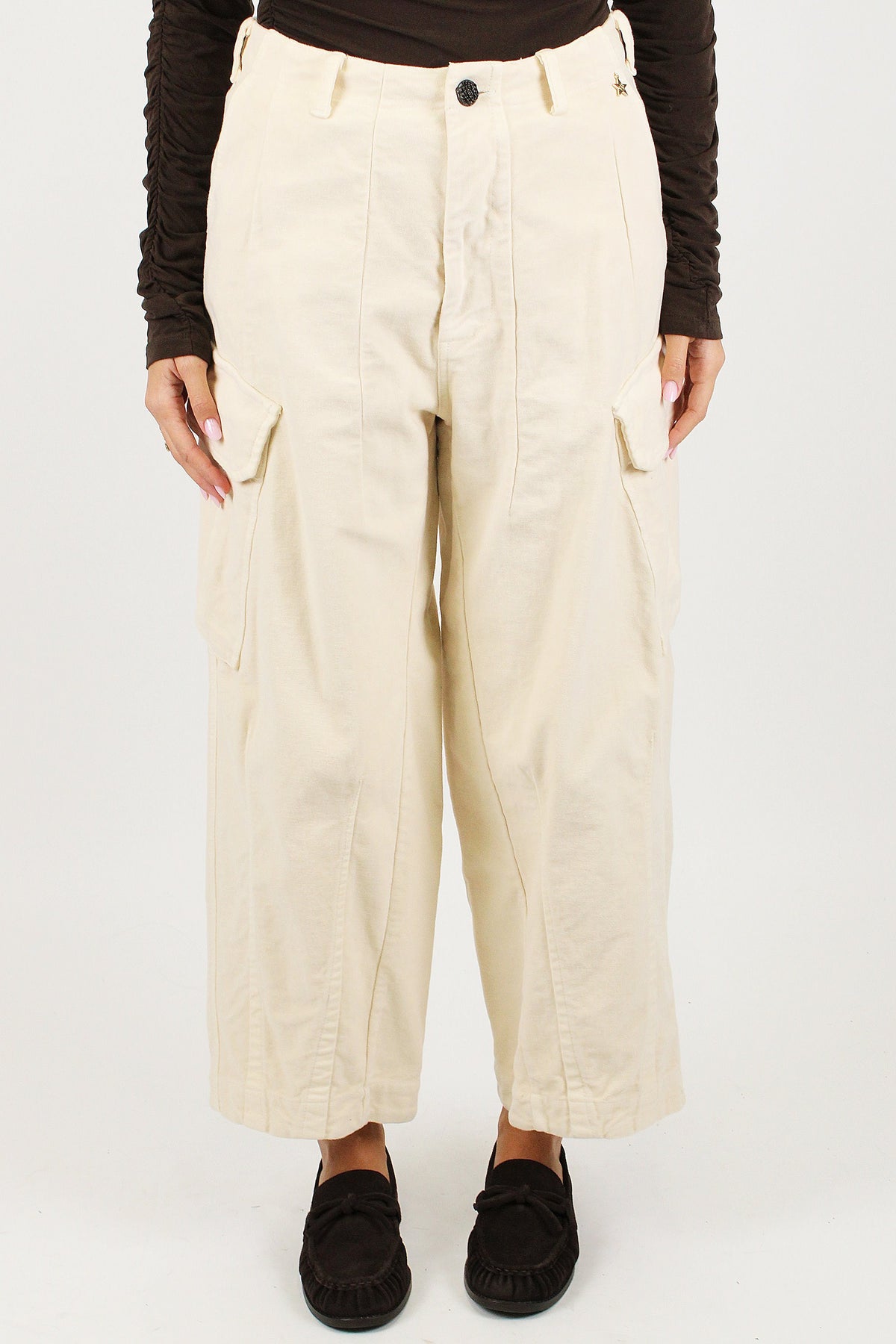 Souvenir - Pantalone palazzo cargo in velluto
