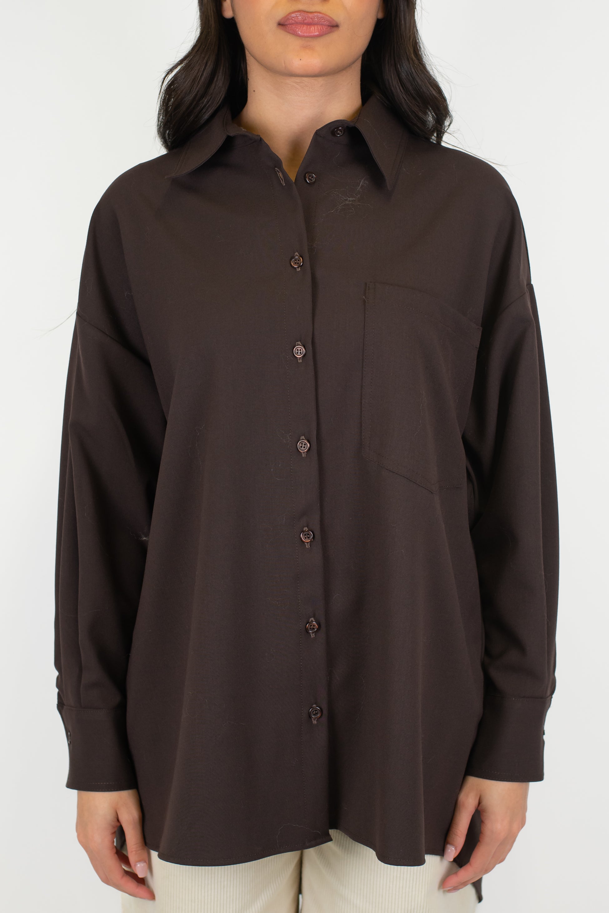 Dixie - Camicia over con tascone e asimmetria fronte-retro