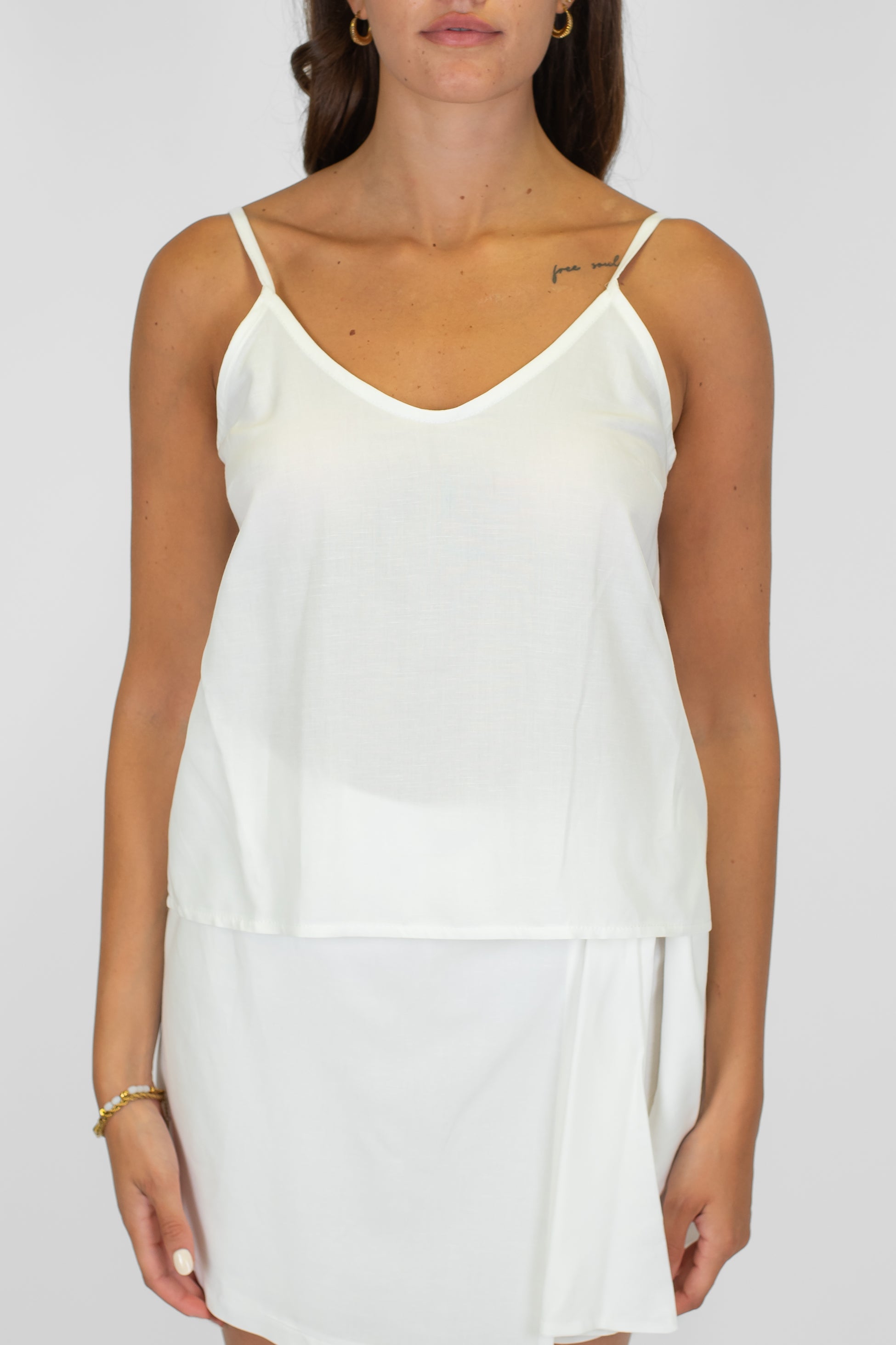 Tensione in - Top in misto lino con bretelle