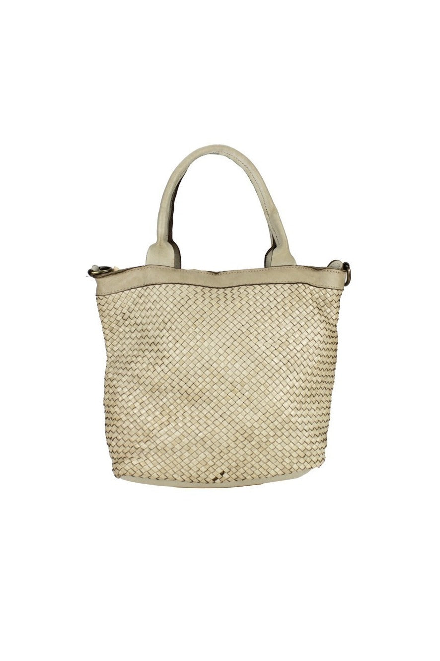 Borsa media 100% pelle intrecciata made in italy