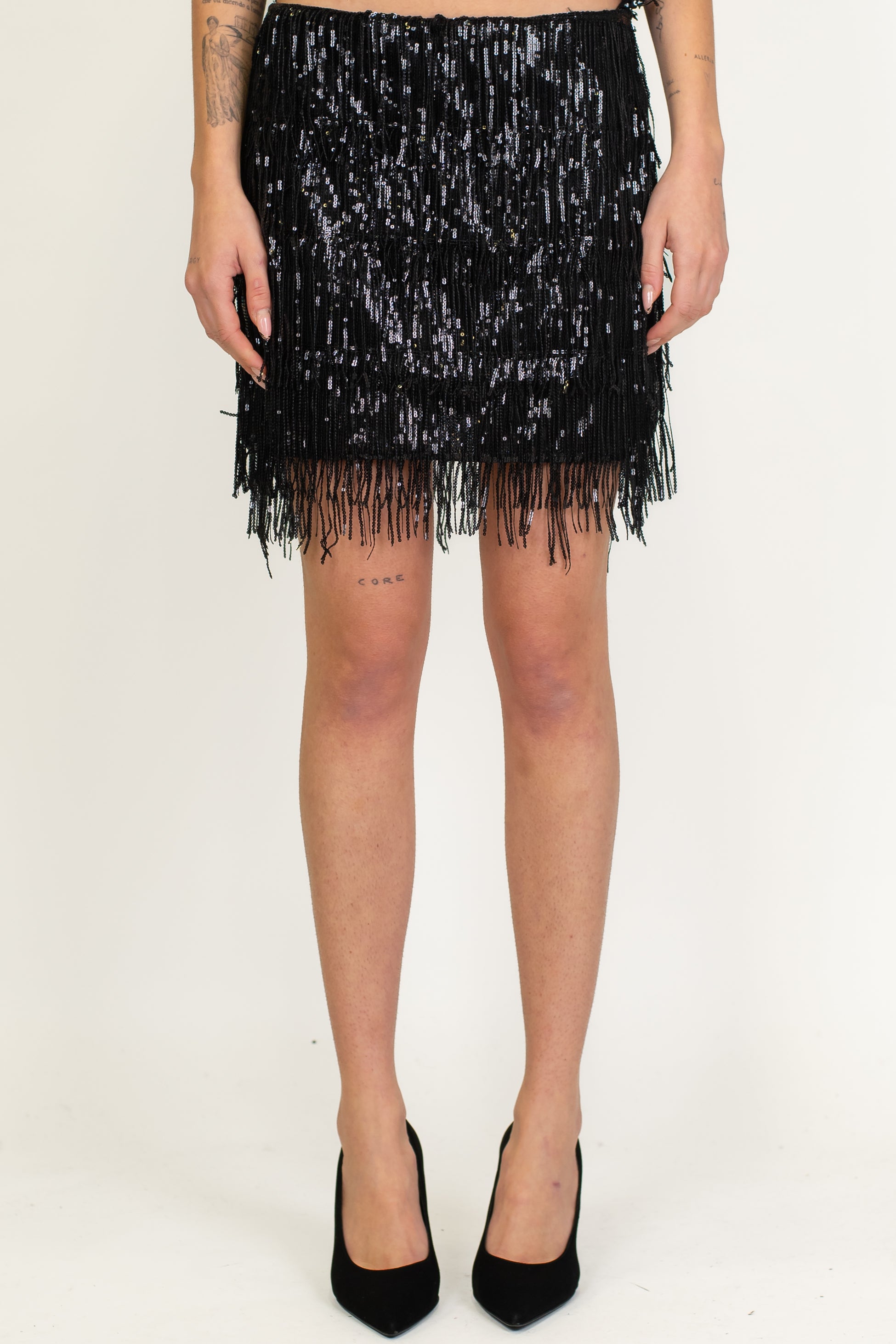 Haveone - Minigonna con frange in paillettes