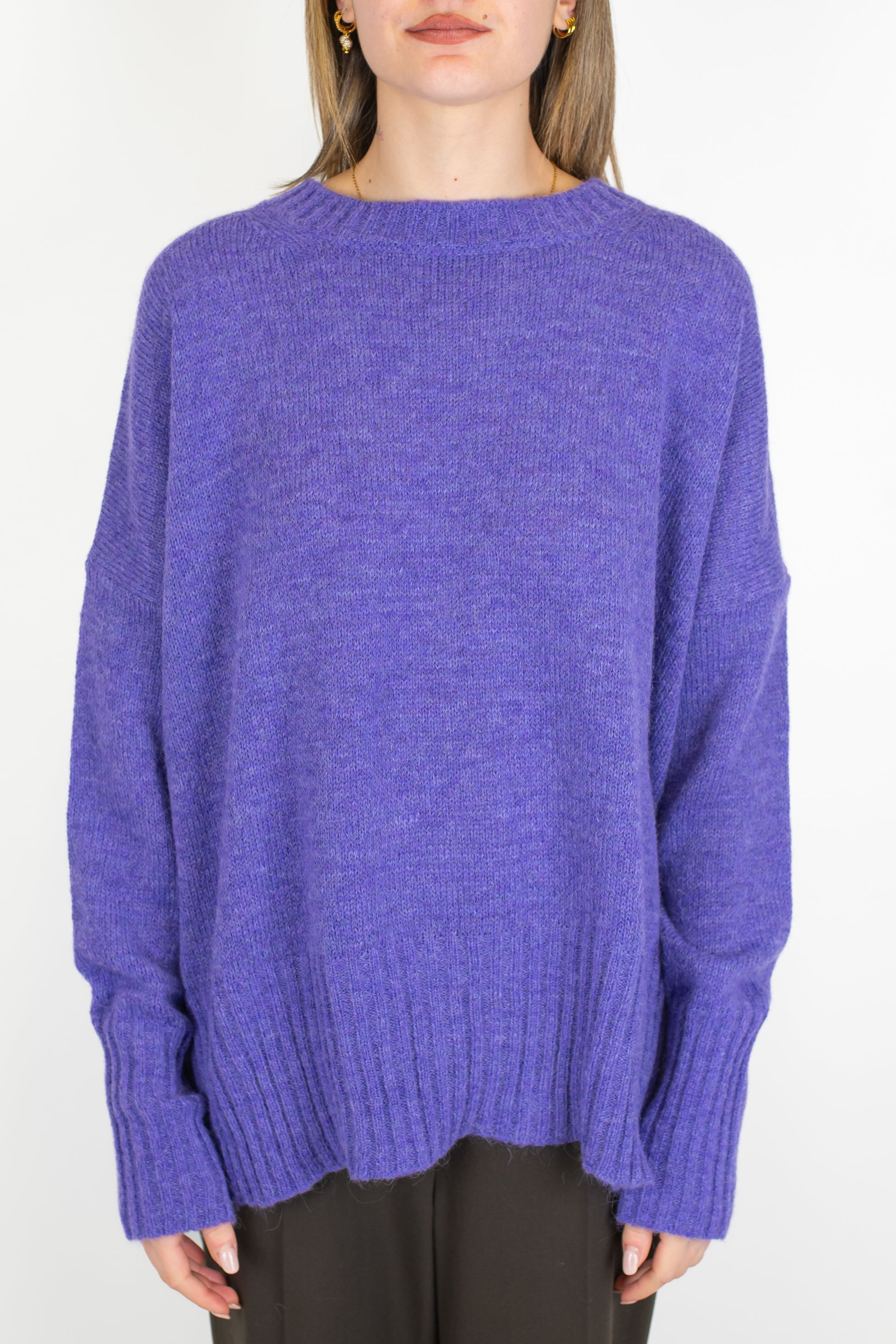 Tensione in - Maglia girocollo over in misto lana