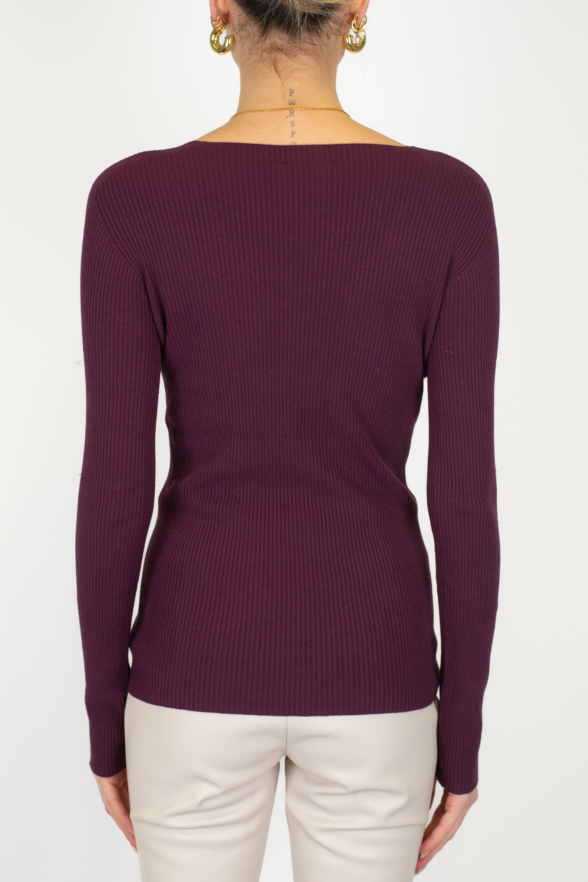 Kontatto - Maglia scollo a V a coste