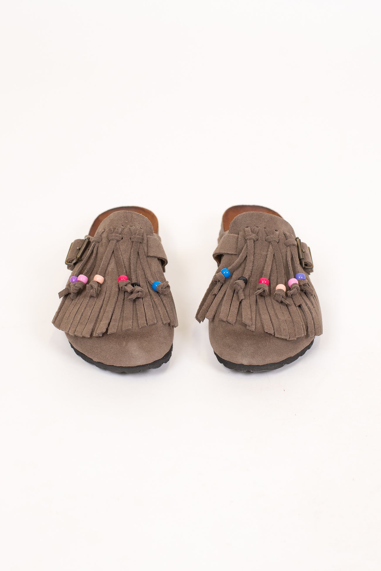 Ovyé - Mules in suede con frange e perline