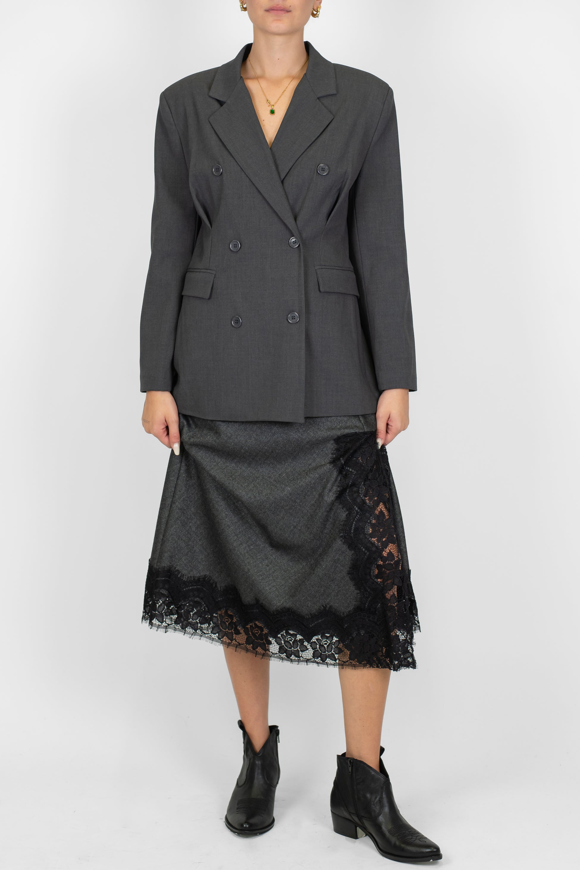 Dixie - Giacca doppiopetto avvitata con arriccio sul retro