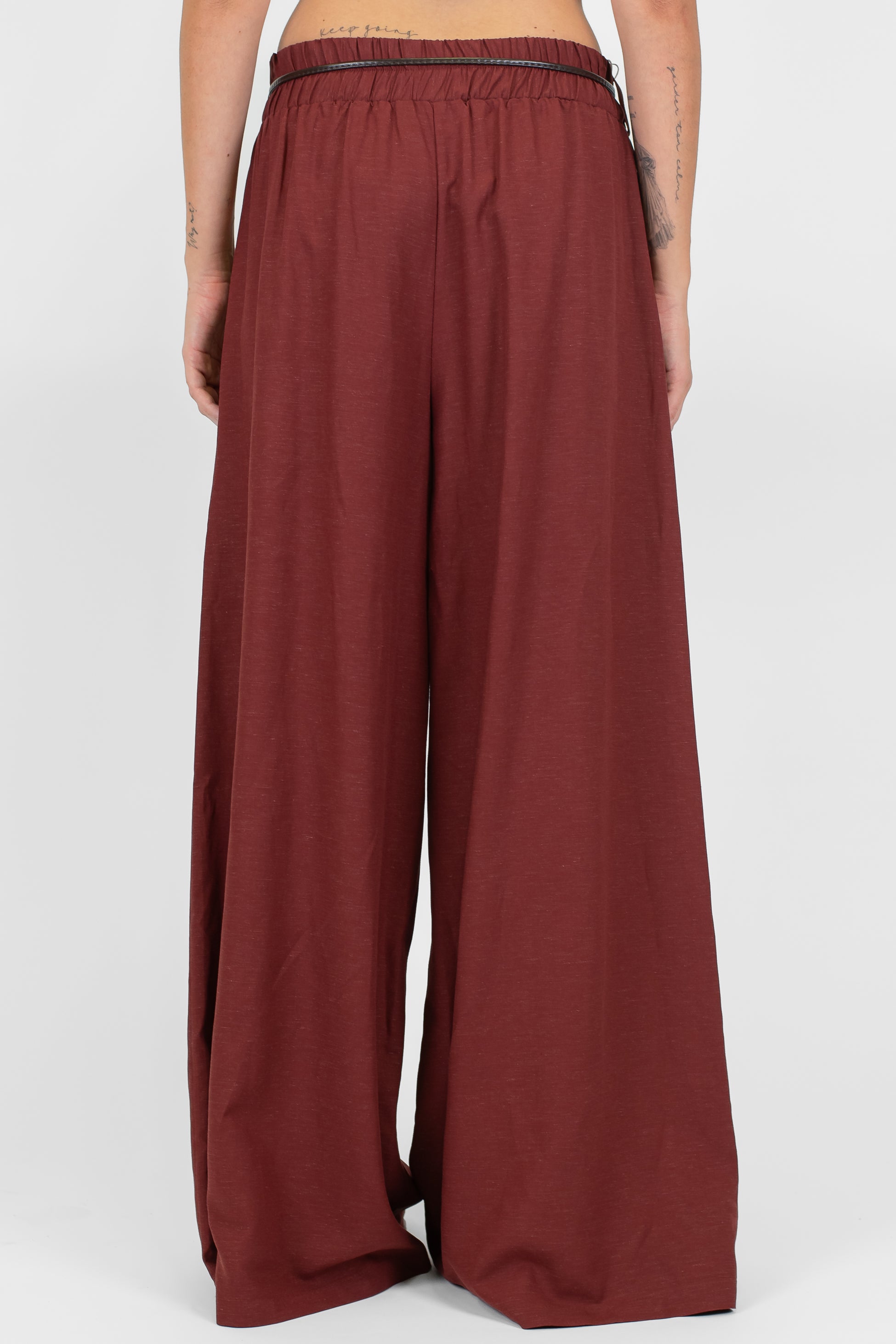 Motel - Pantalone palazzo in misto lino con elastico in vita