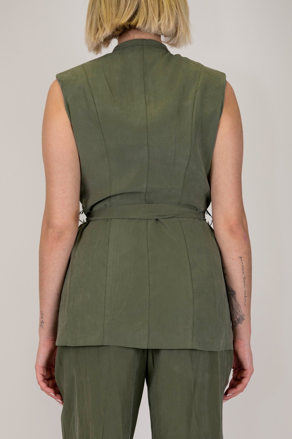 Maryley - Sahariana giromaniche in modal con cintura in tessuto