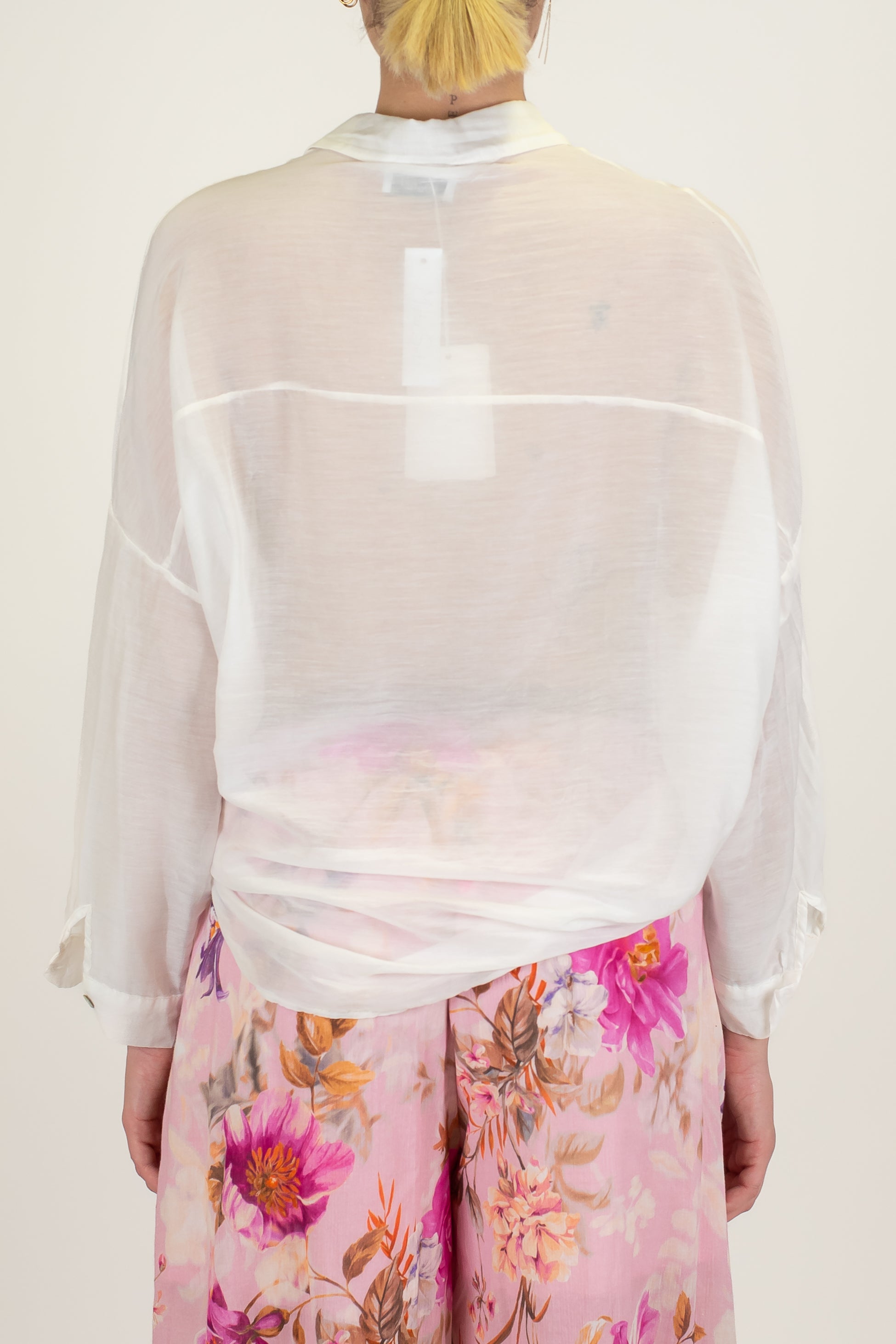 Motel - Camicia tinta unita in misto seta