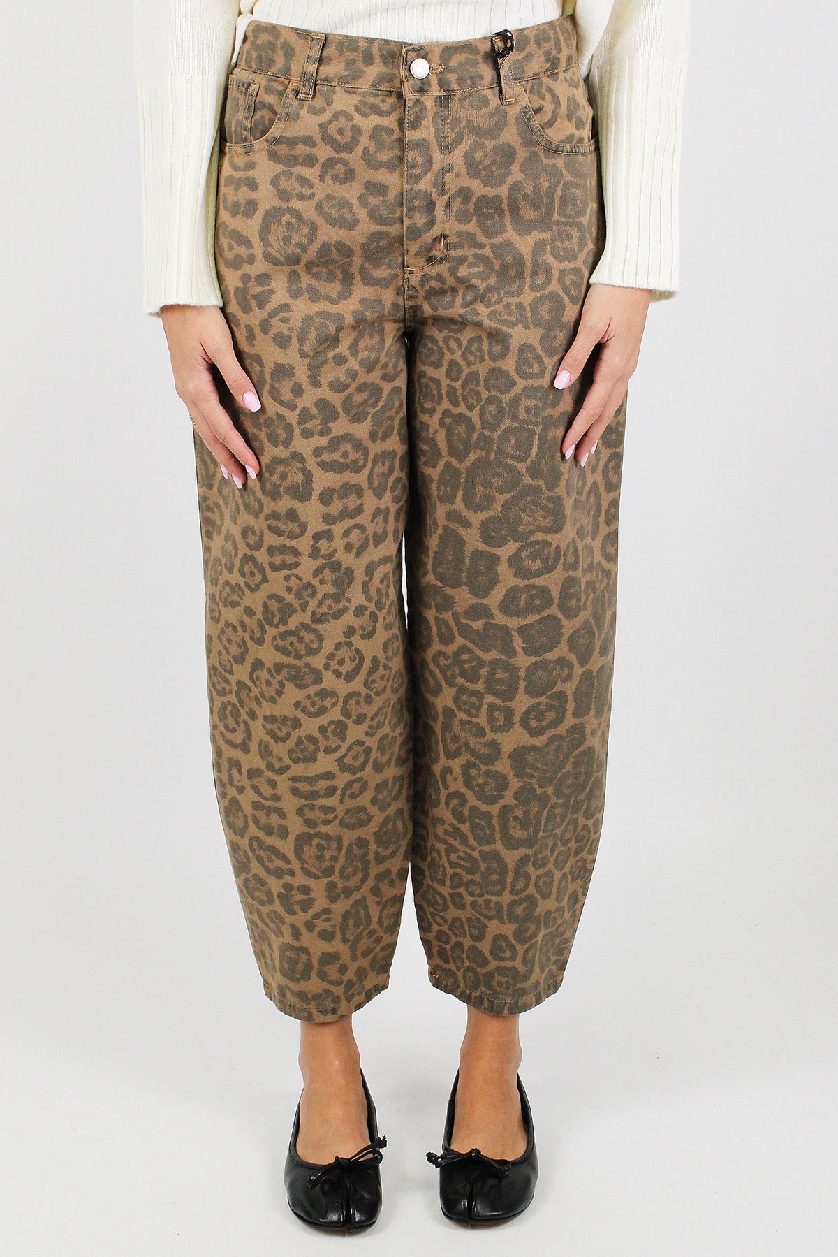 Haveone - Pantalone balloon fantasia animalier in denim