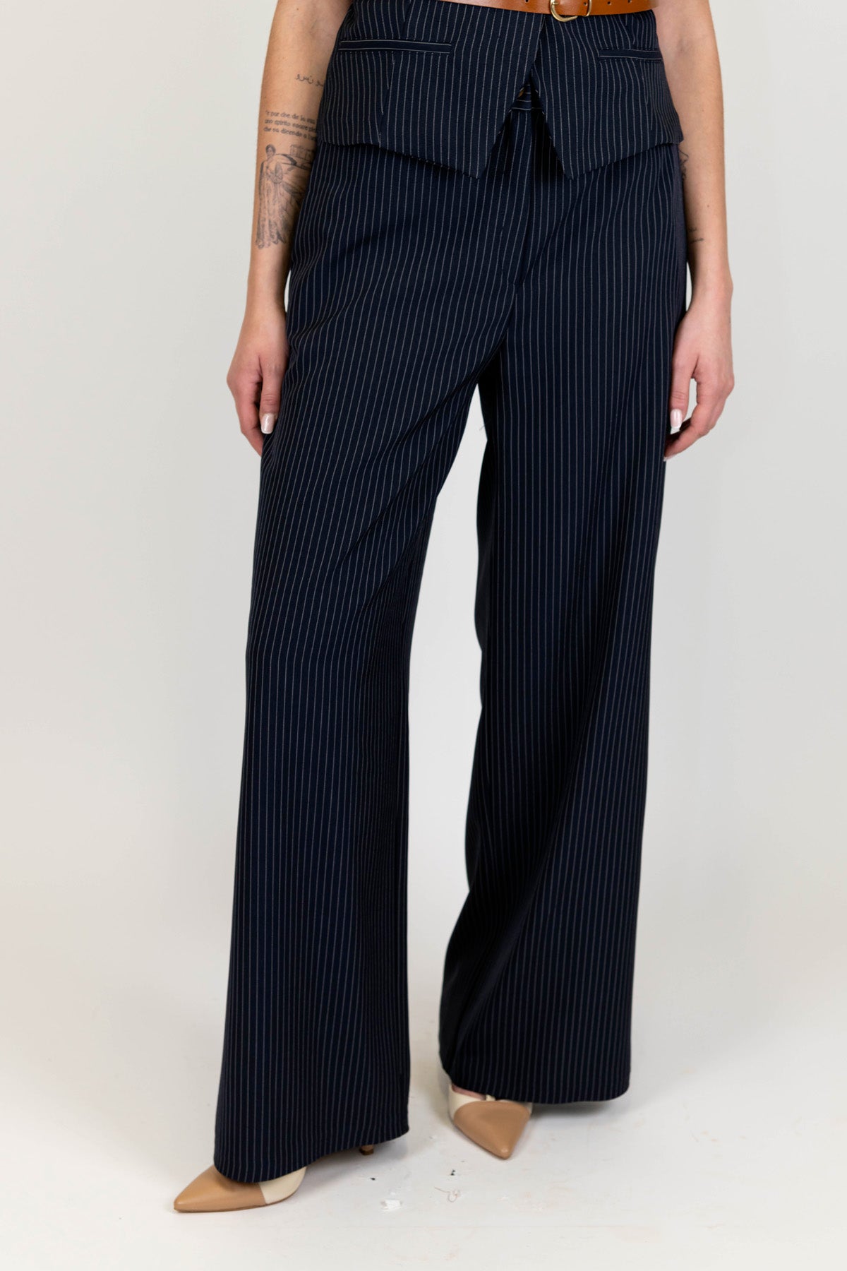 Haveone - Pantalone palazzo gessato