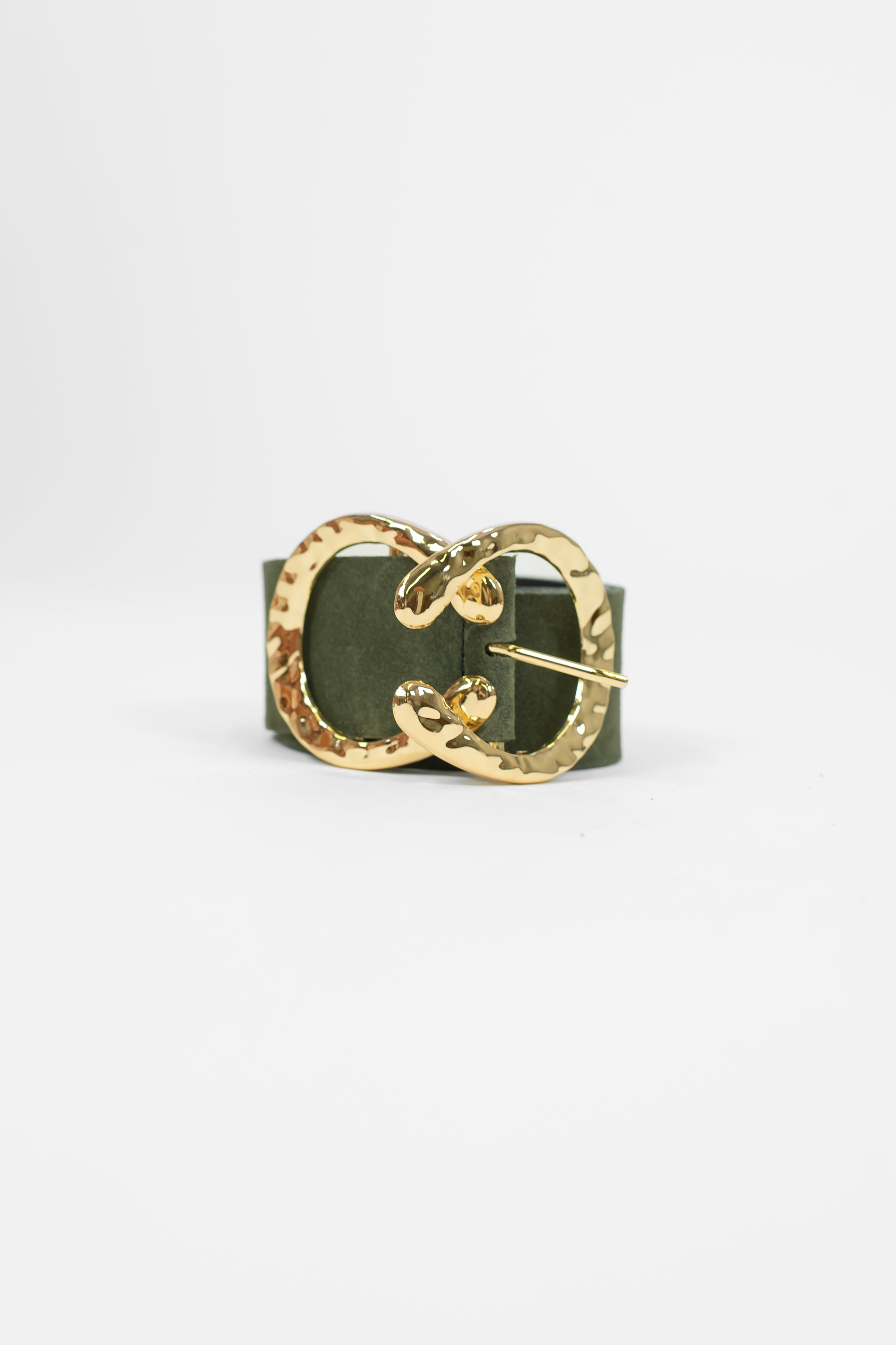 Haveone - Cintura in pelle scamosciata con fibbia incrocio in acciaio