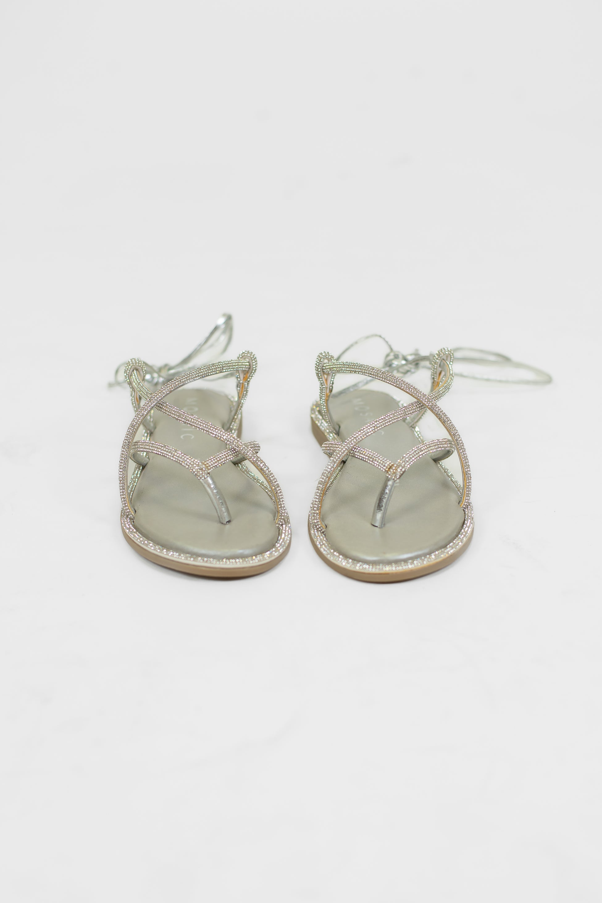 Mosaic - Sandalo infradito con strass, allaccio alla schiava e sottopiede in pelle