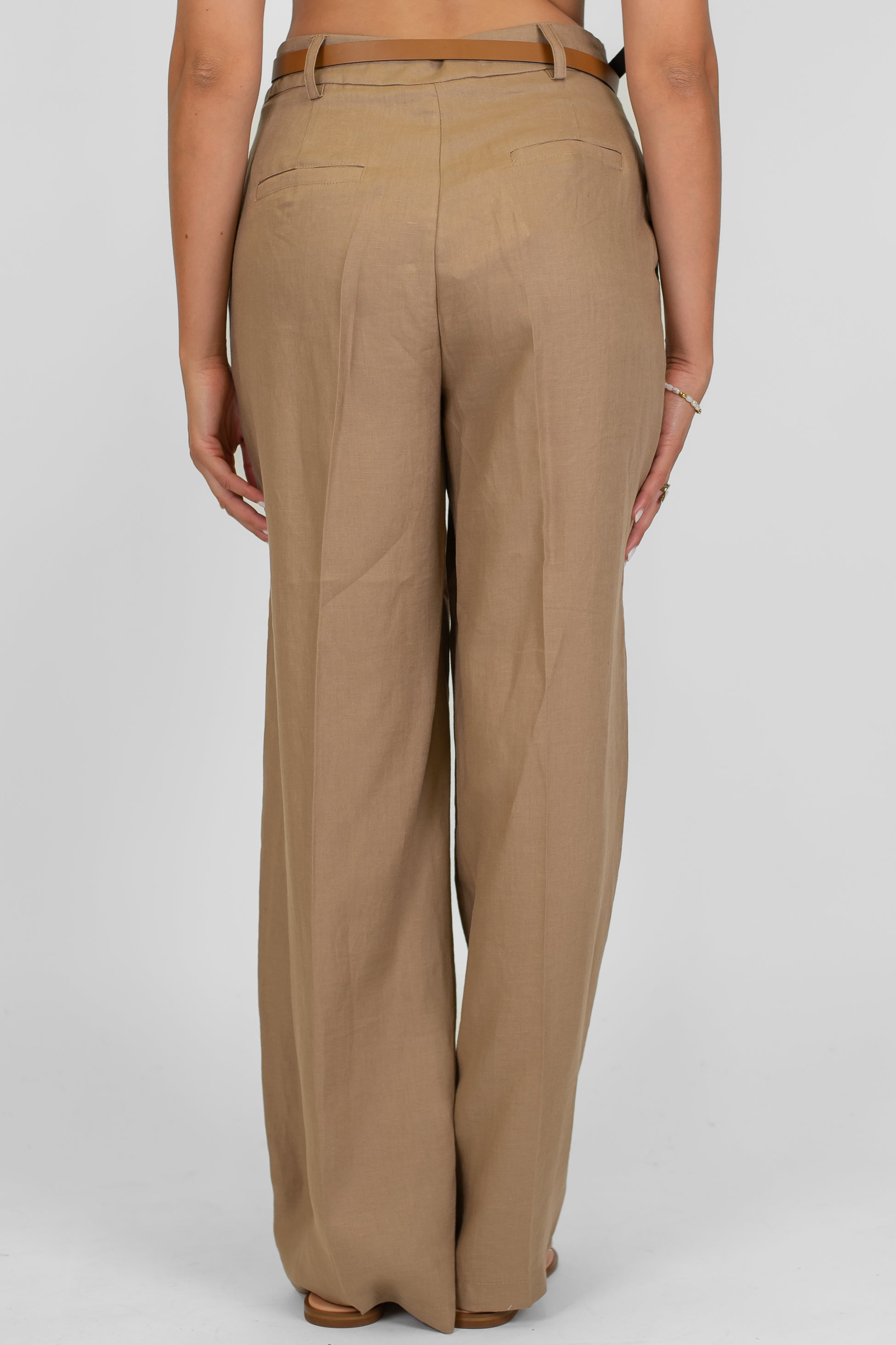 Tensione in - Pantalone palazzo in puro lino