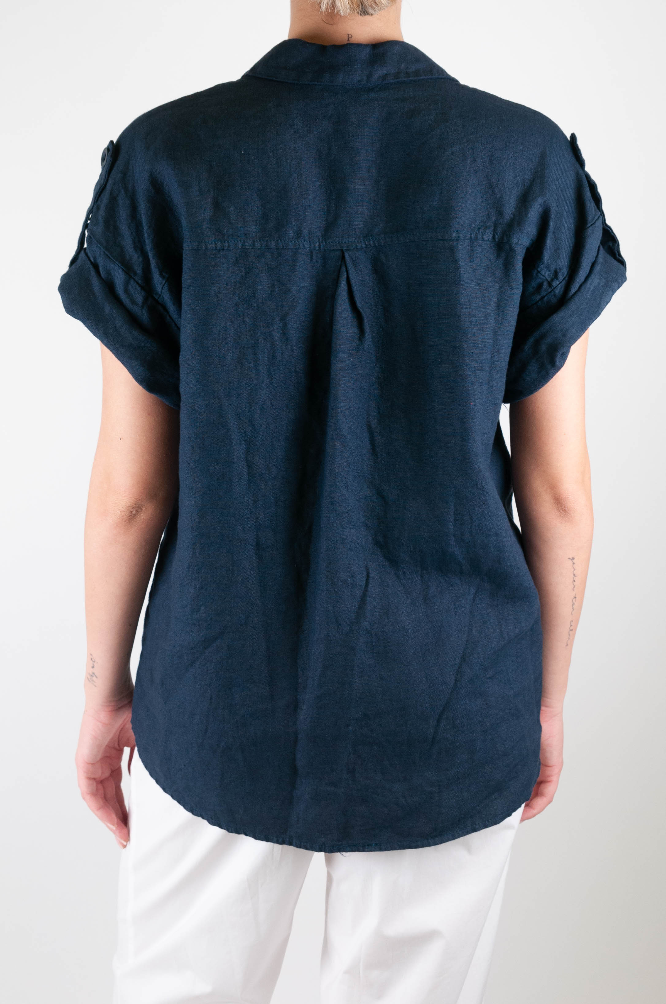 Motel - Camicia mezza manica 100% lino con taschini sul petto