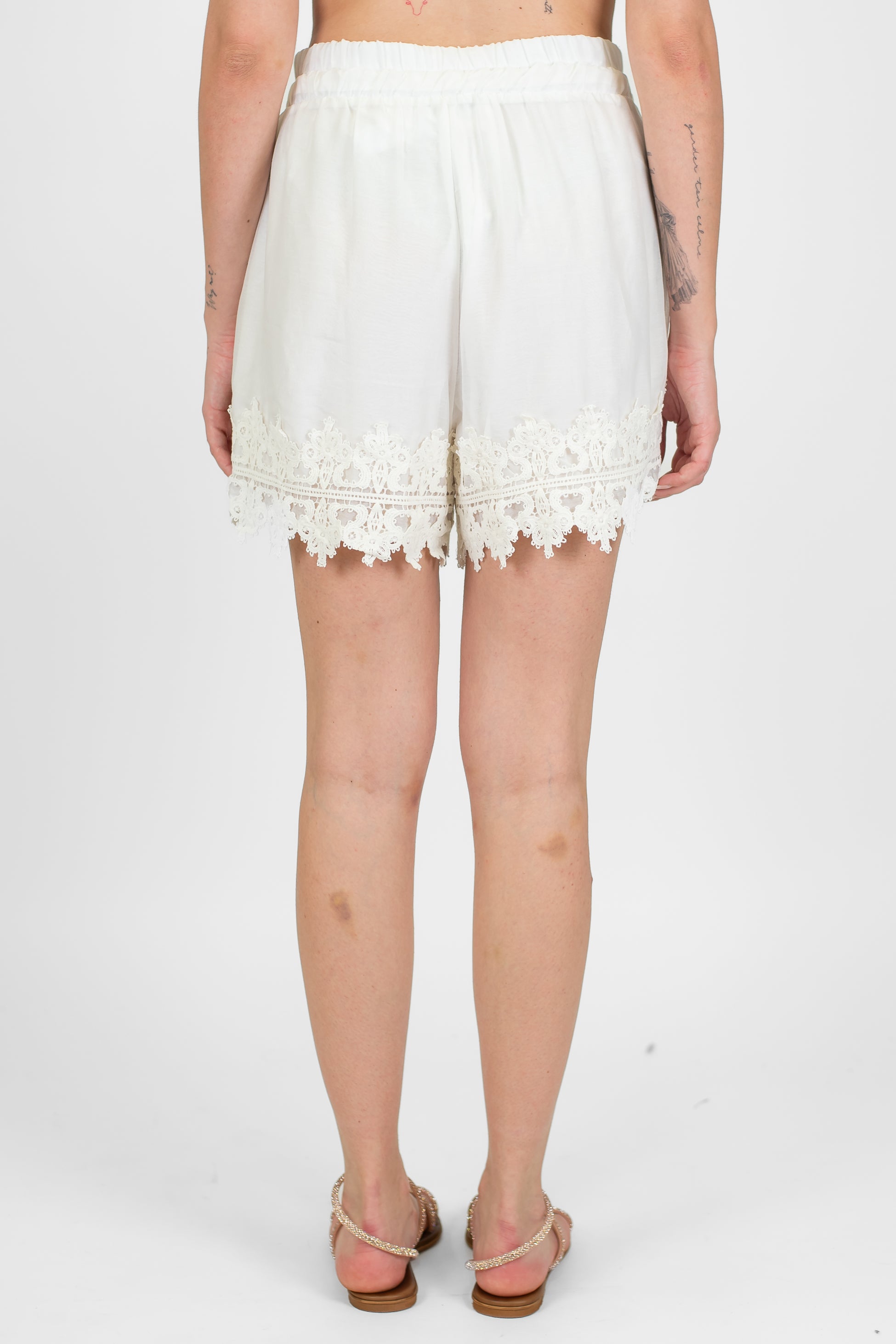Motel - Shorts in misto seta con coulisse e crochet sul fondo