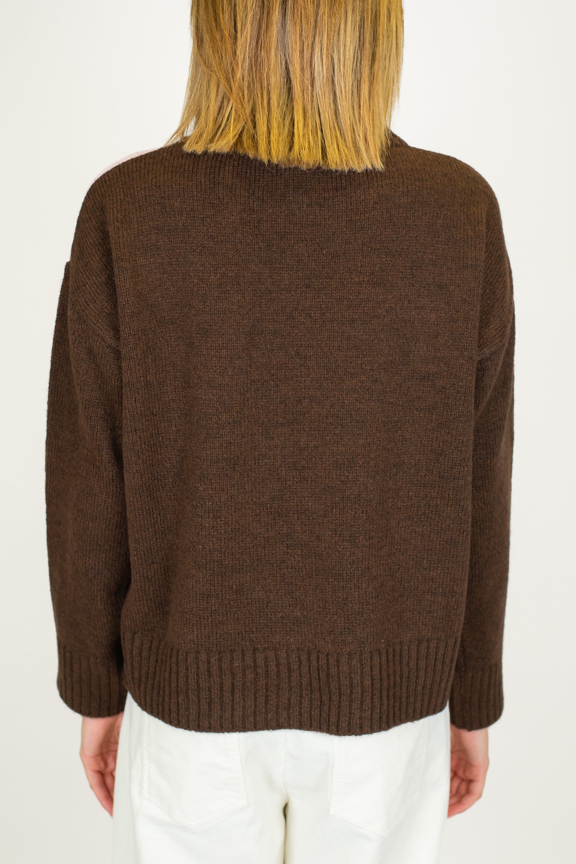 Tensione in - Maglia fantasia rombi a contrasto in misto lana