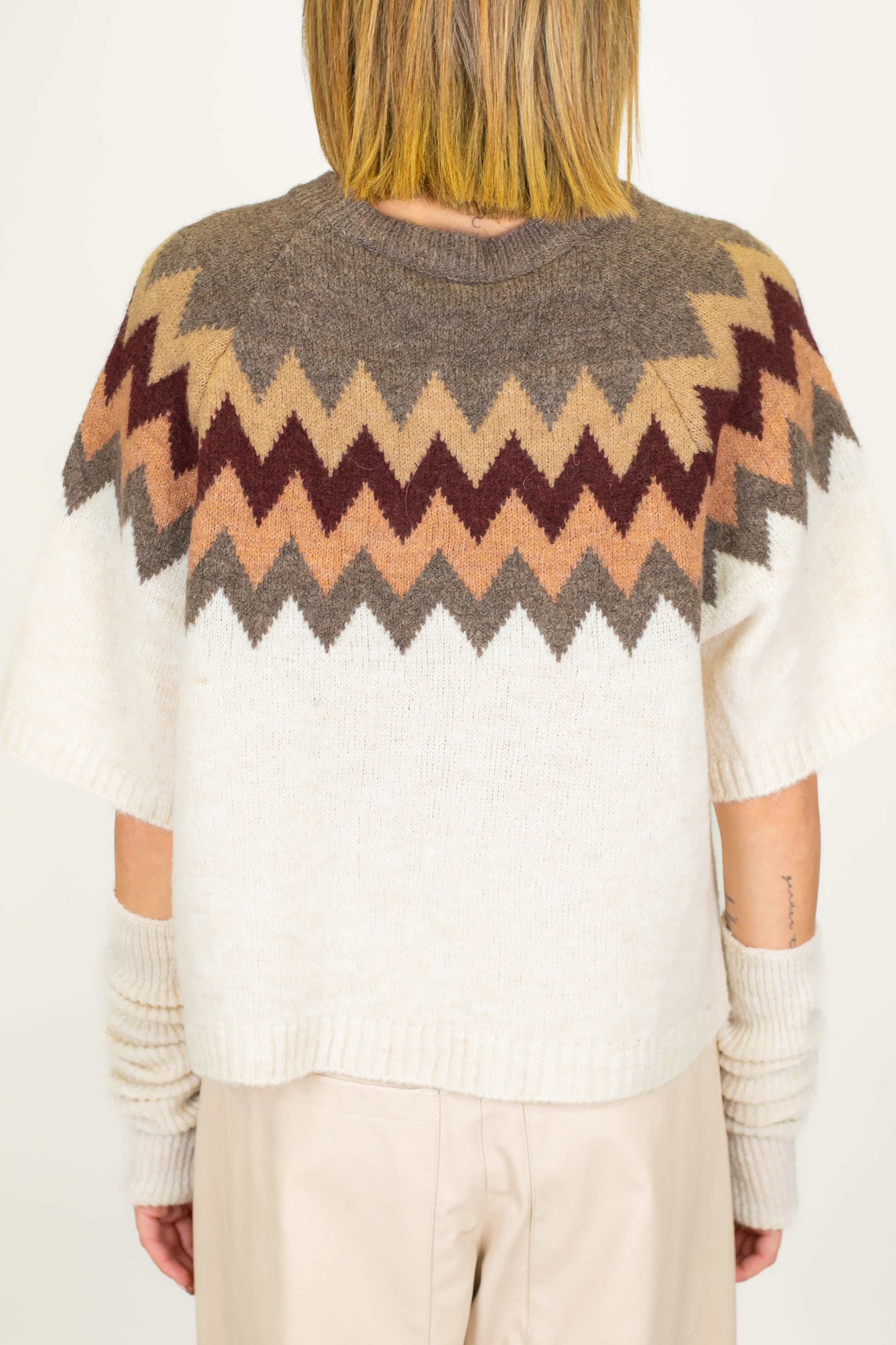 Haveone - Maglia fantasia jacquard con manicotti