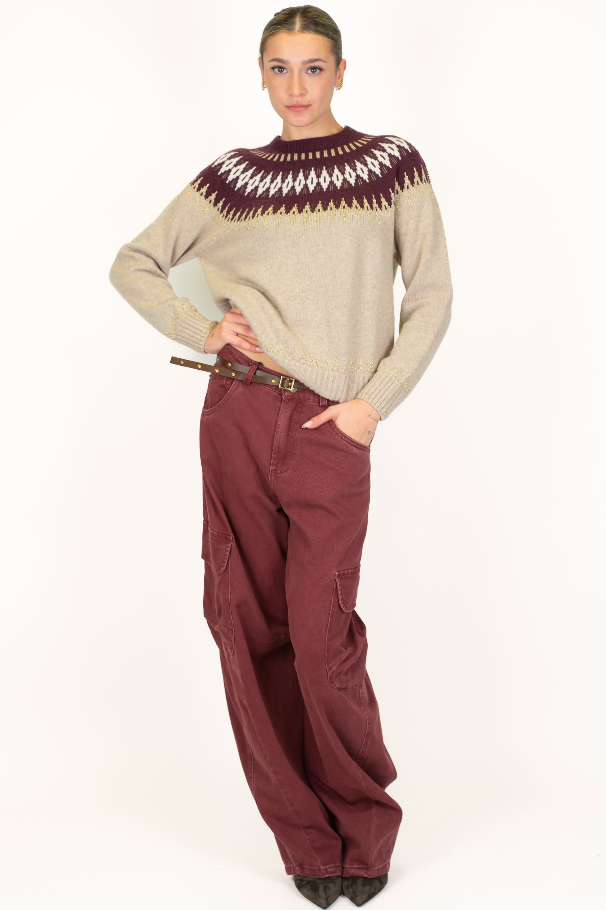 Tensione in - Pantalone cargo in denim colorato