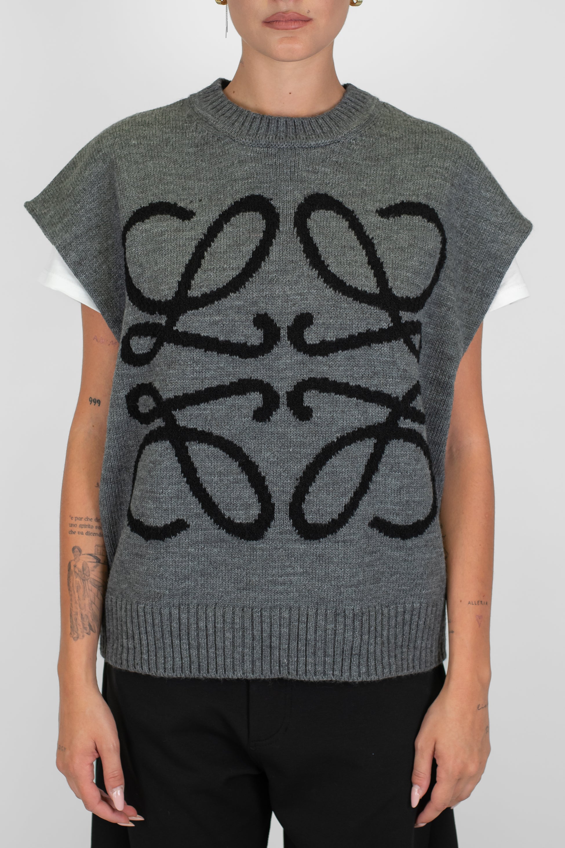 Motel - Maglia over mezzamanica in misto lana con intarsi