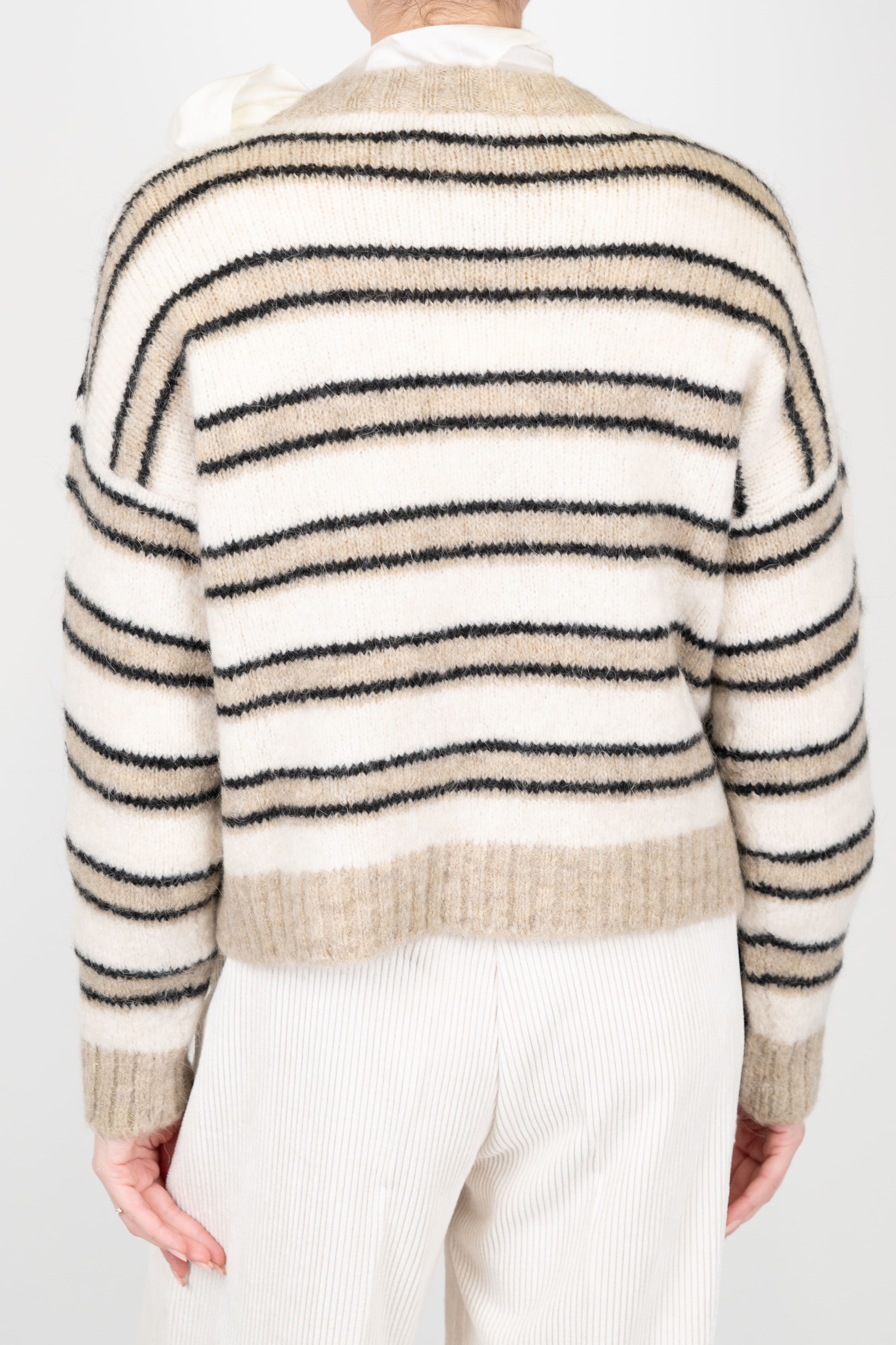 Tensione in - Maglia fantasia righe a contrasto in misto lana