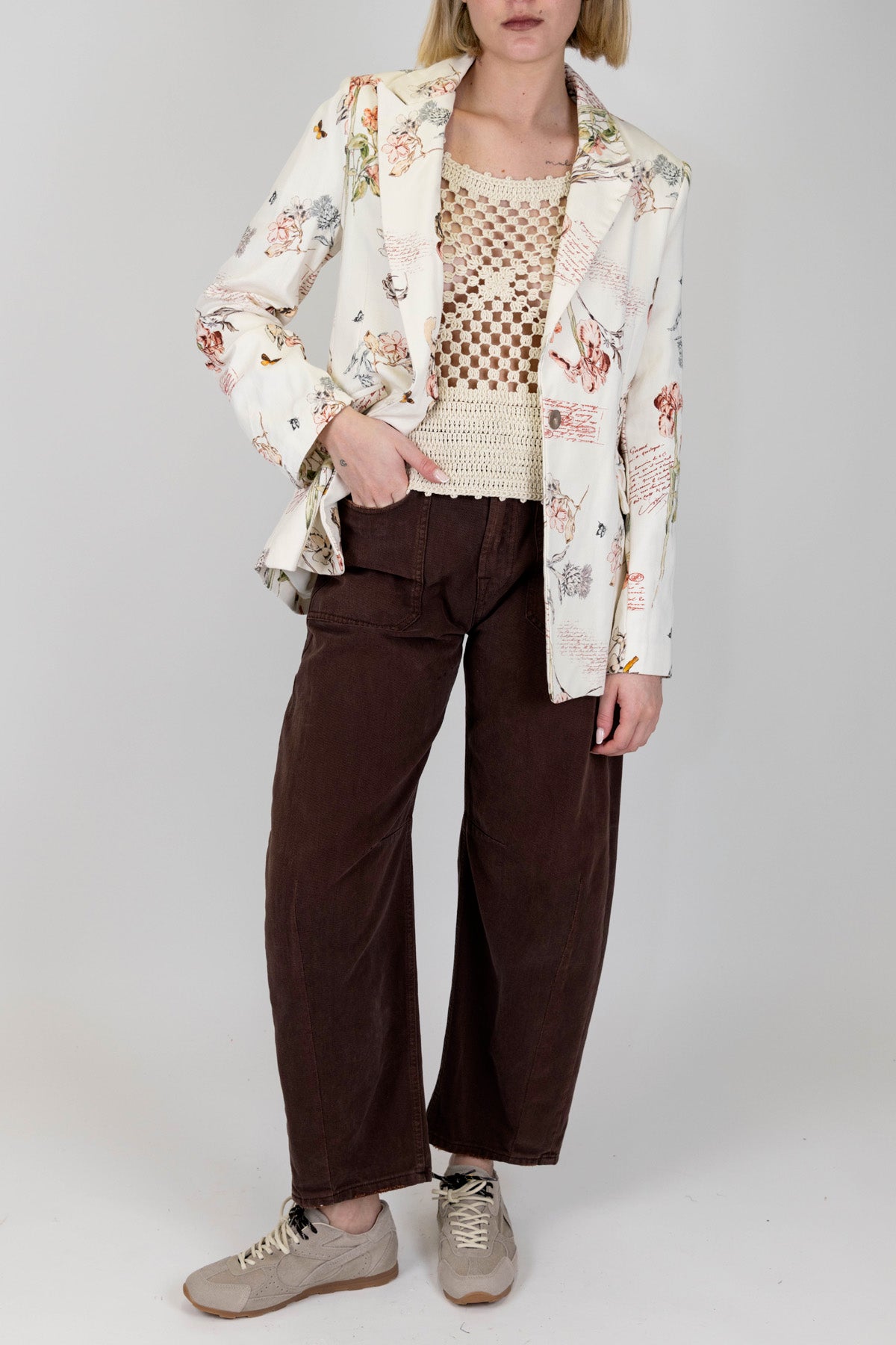 Maryley - Pantalone balloon in denim colorato effetto lavato